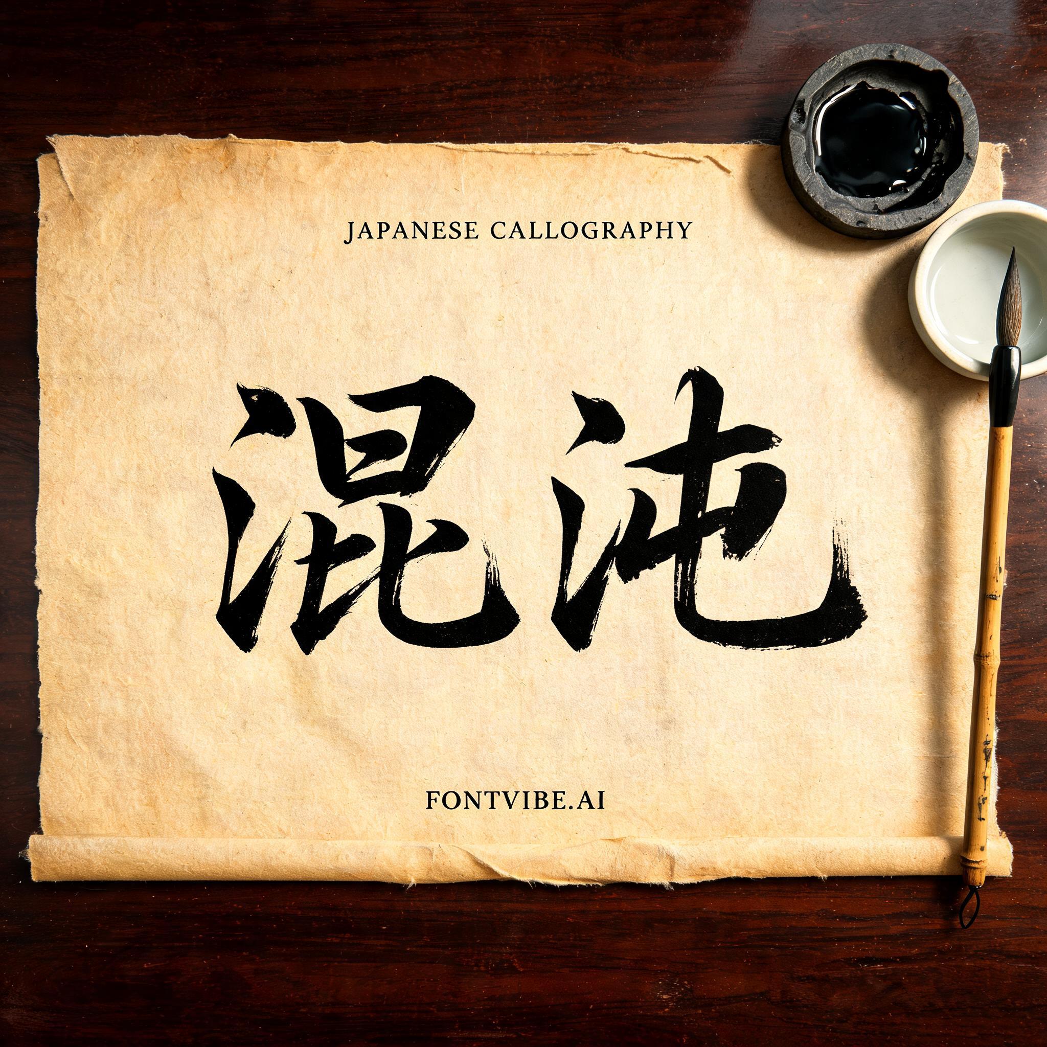 "混沌" — Brush Japanese Ink | AI Text Effect Generator