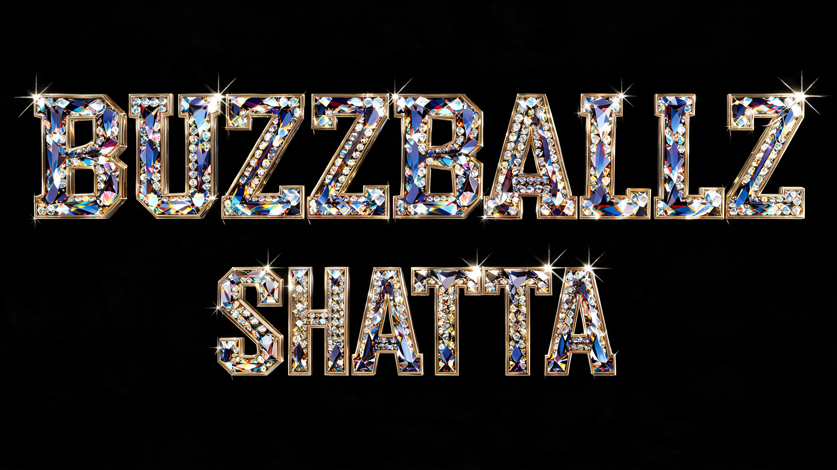 "BUZZBALLZ SHATTA" — Glass Crystal text effect