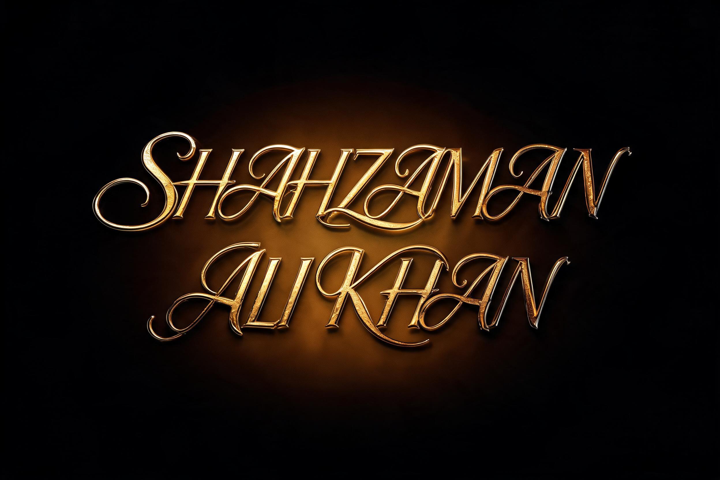 "SHAHZAMAN ALI KHAN" — 3d Bold Gold | AI Text Effect Generator