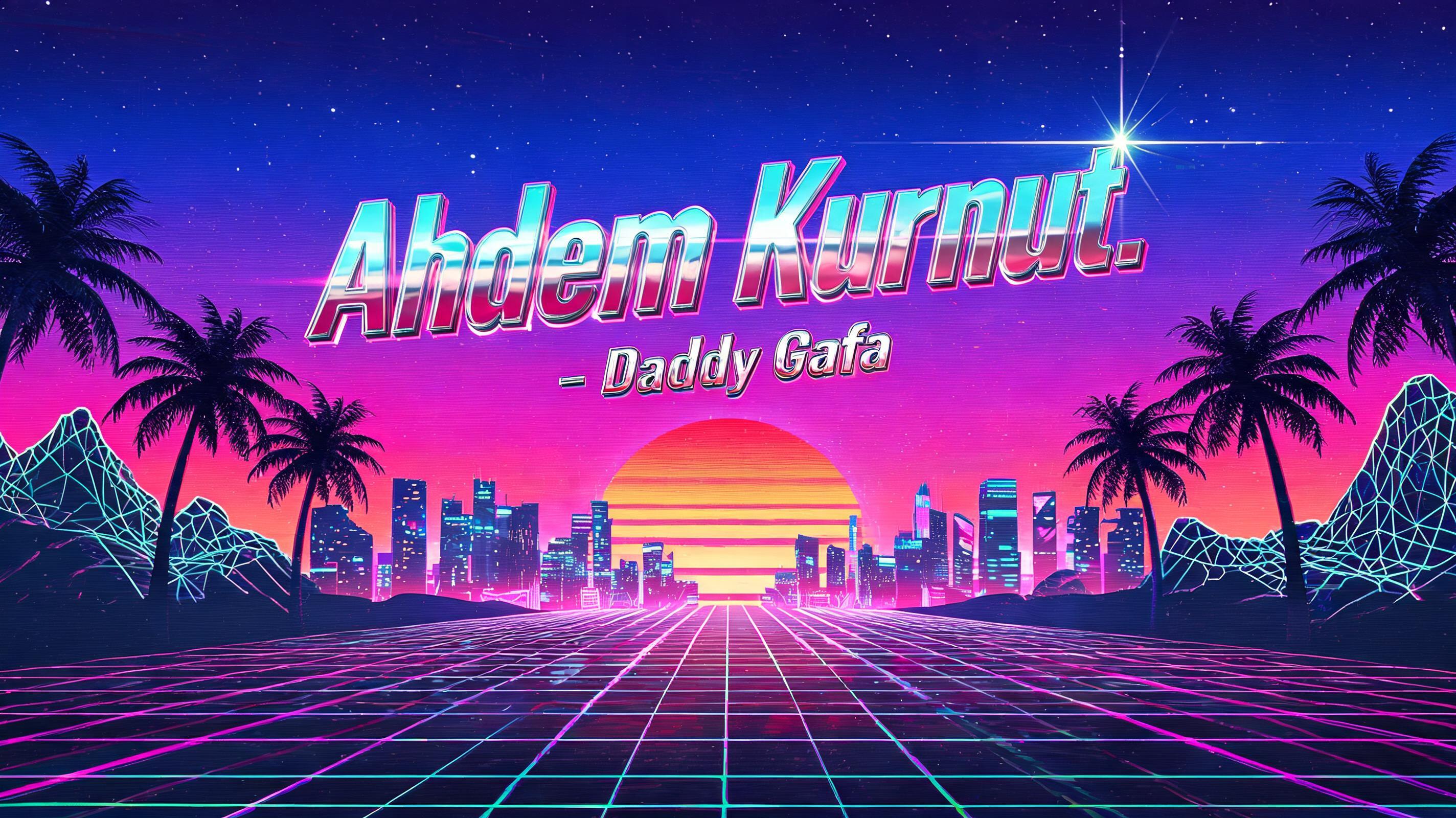 "Ahdem Kurnut.
- Daddy Gafa" — Synthwave text effect