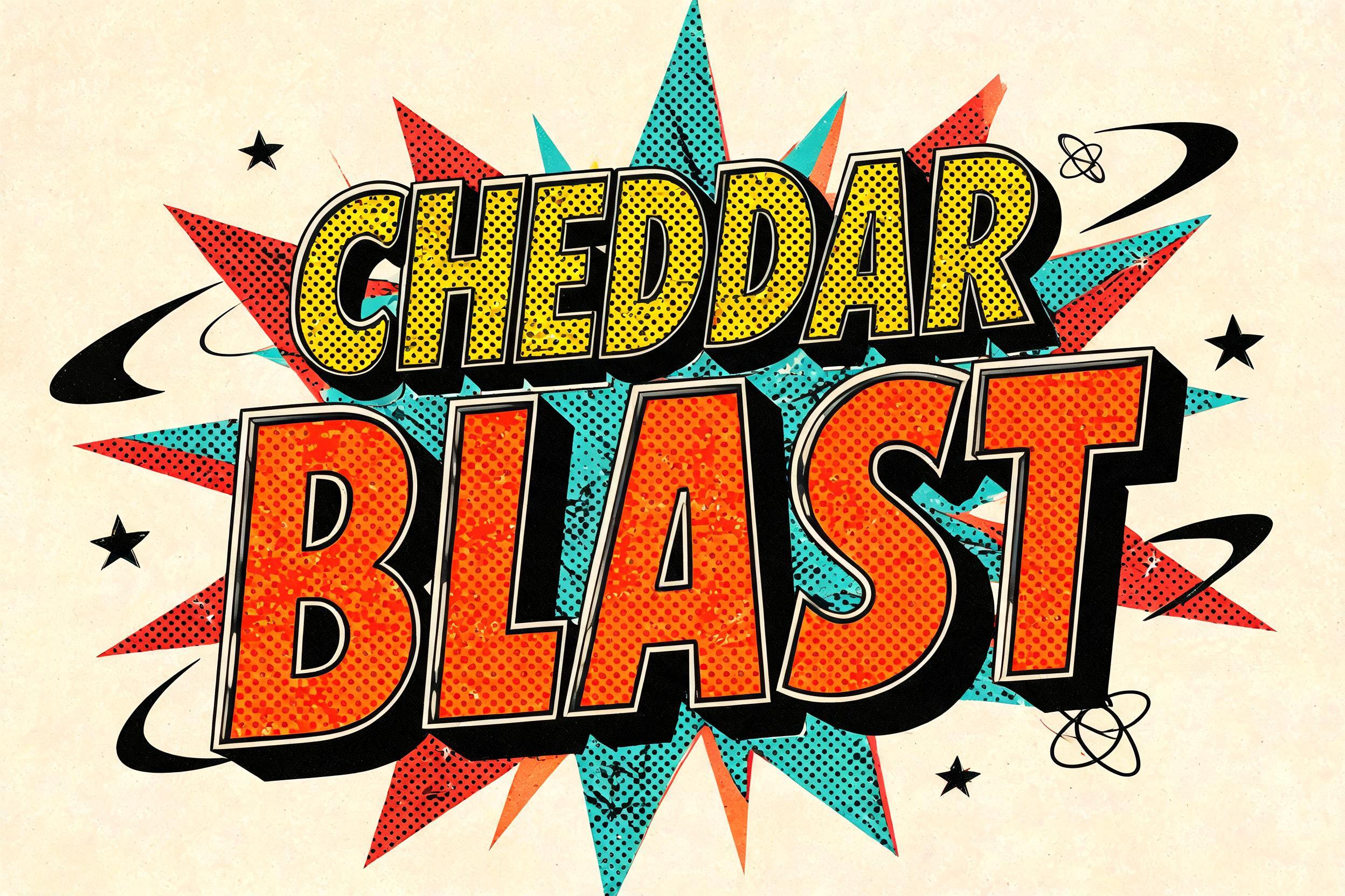 "Cheddar Blast" — Retro Pop | AI Text Effect Generator