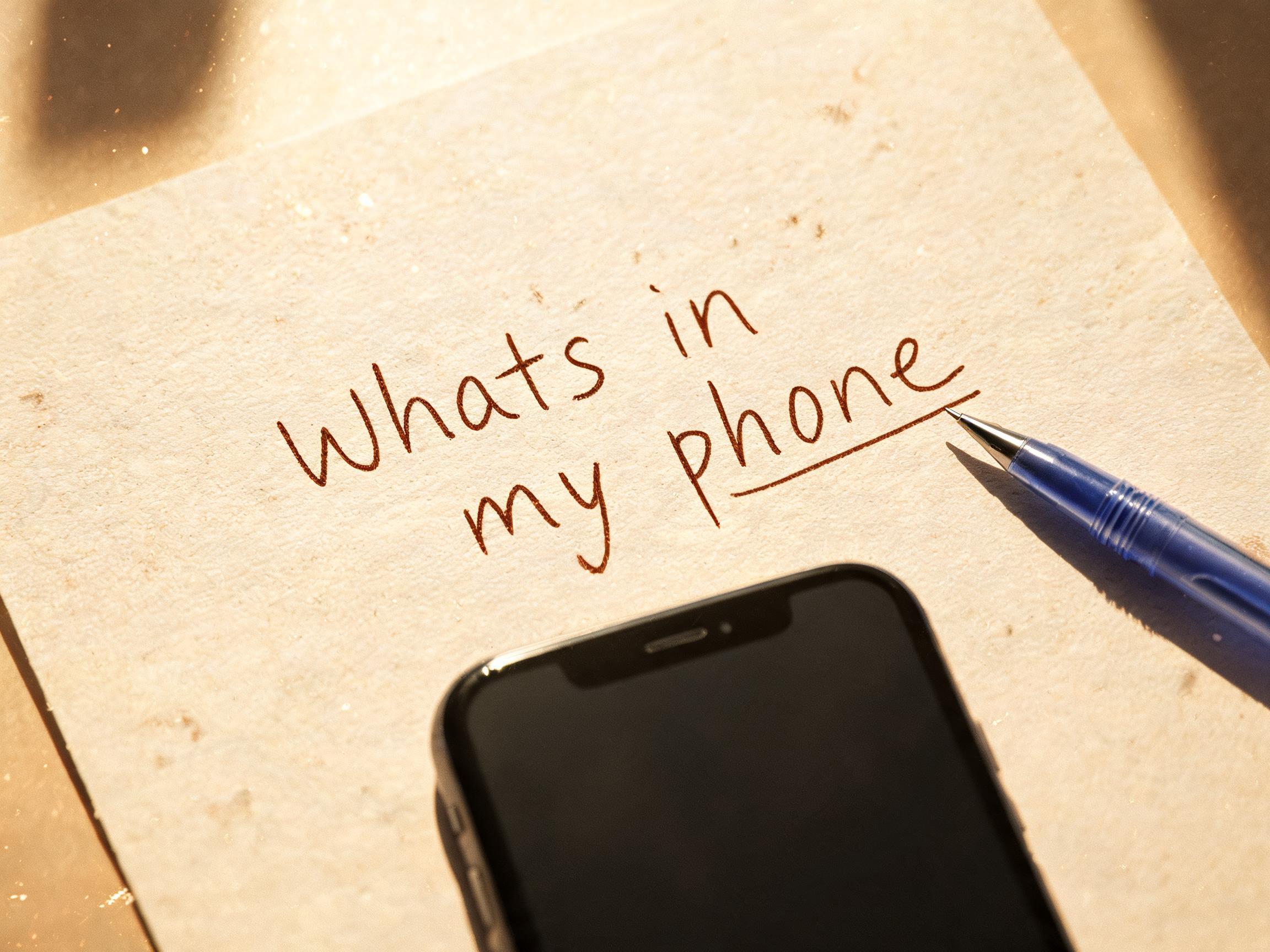 "Whats in my phone" — Handwritten Script | AI Text Effect Generator