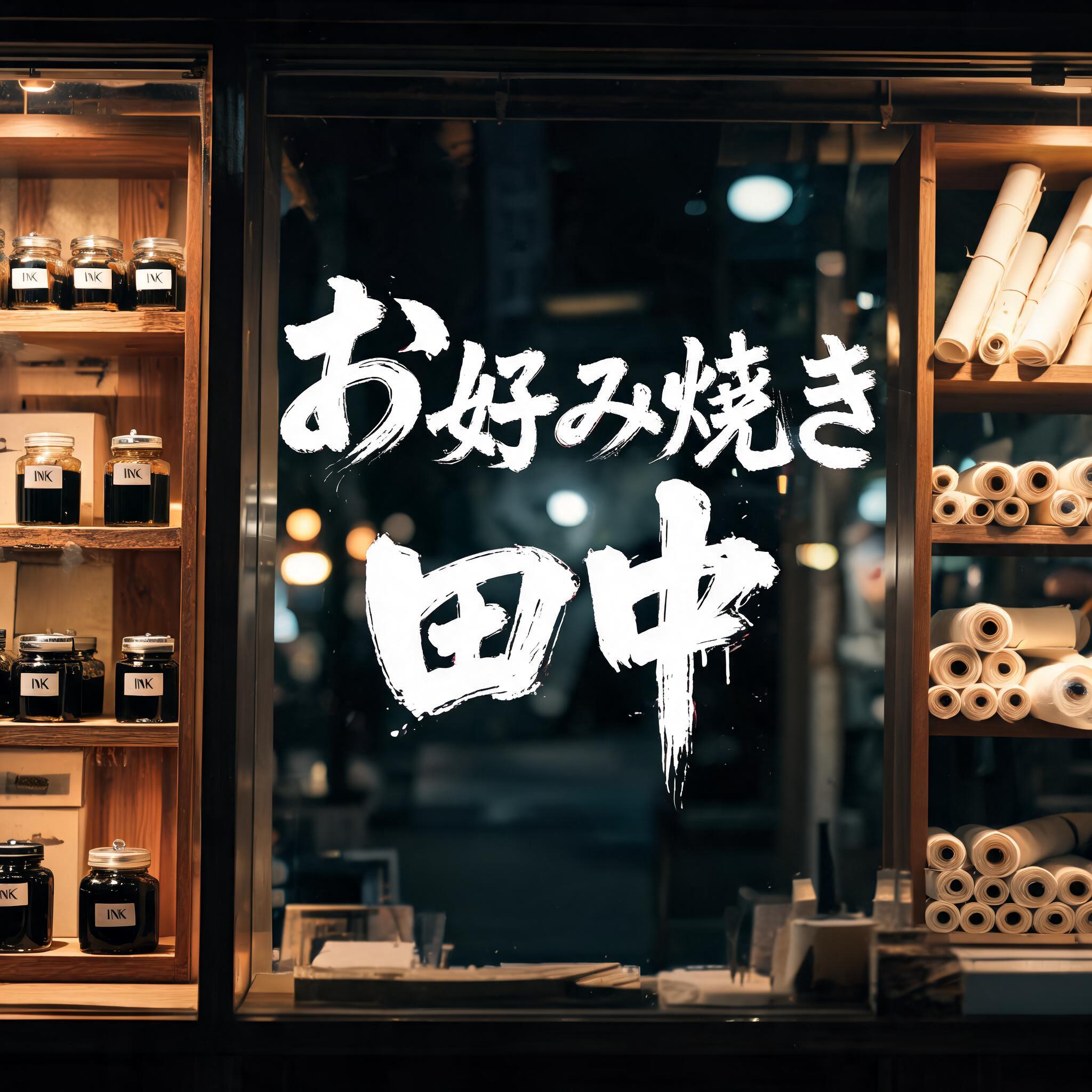 "お好み焼き田中" — Brush Stroke | AI Text Effect Generator