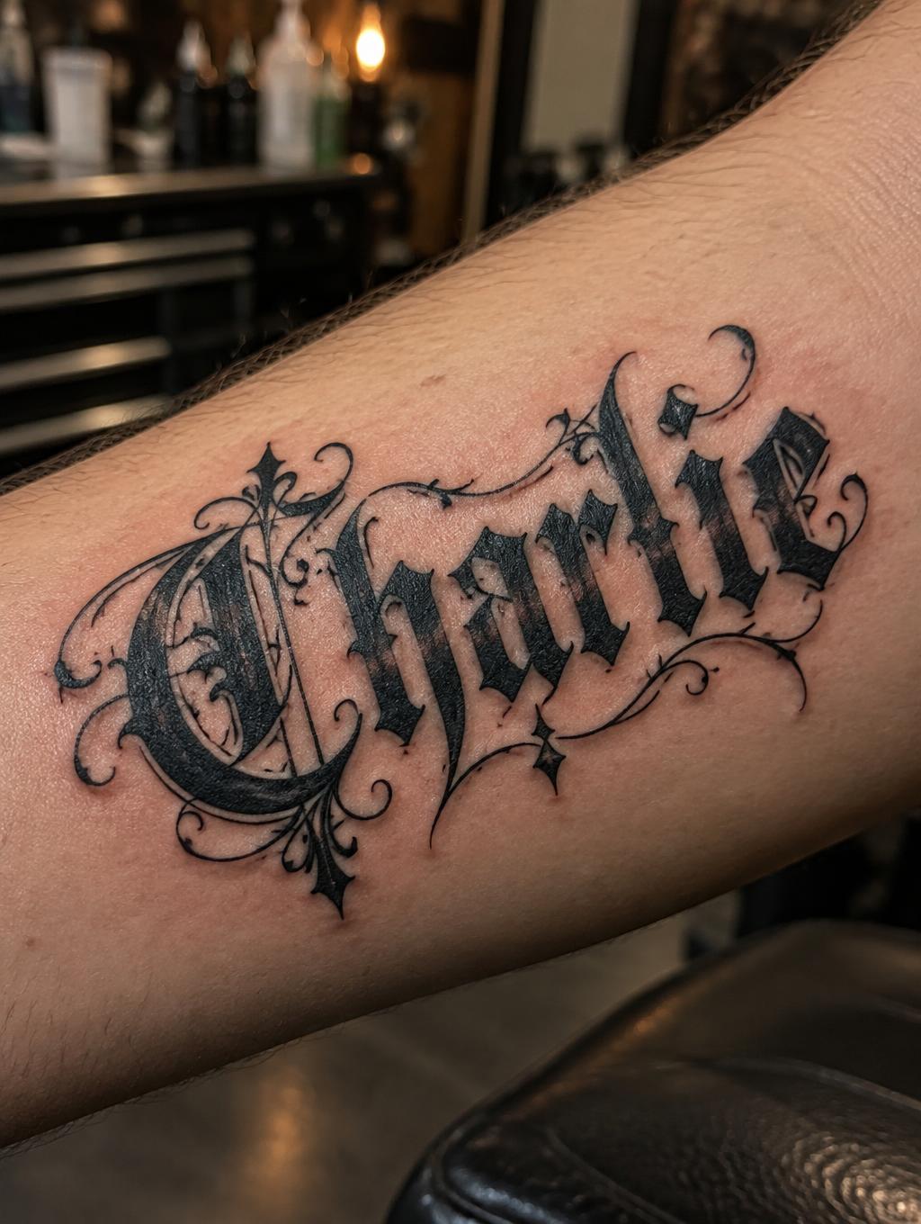 "Charlie" — Tattoo | AI Text Effect Generator