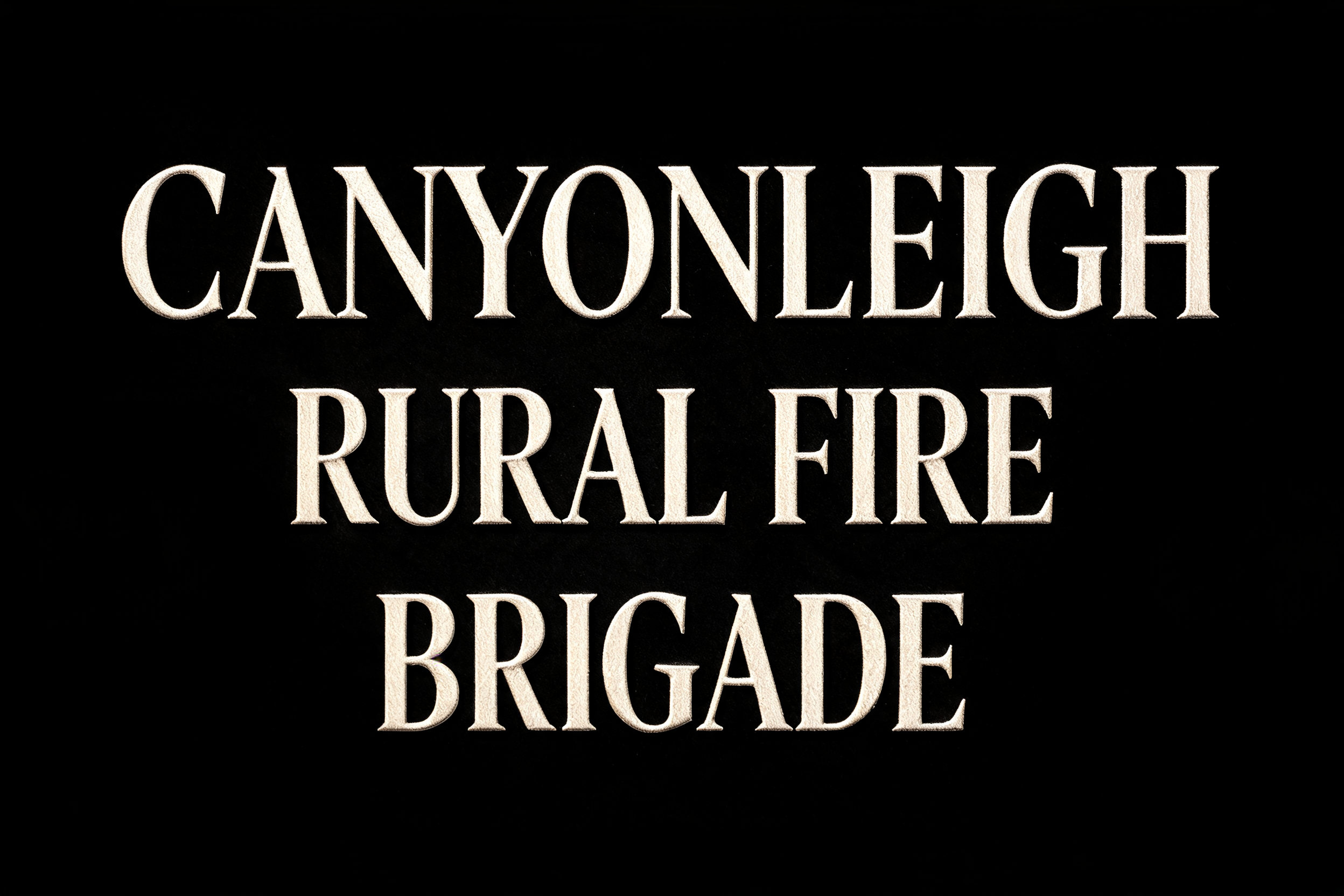 "CANYONLEIGH RURAL FIRE BRIGADE" — Emboss | AI Text Effect Generator