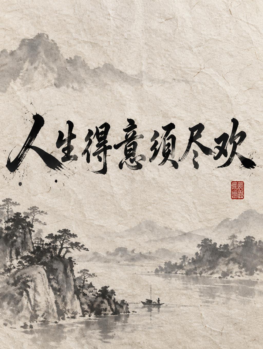 "人生得意须尽欢" — Brush Chinese Ink | AI Text Effect Generator