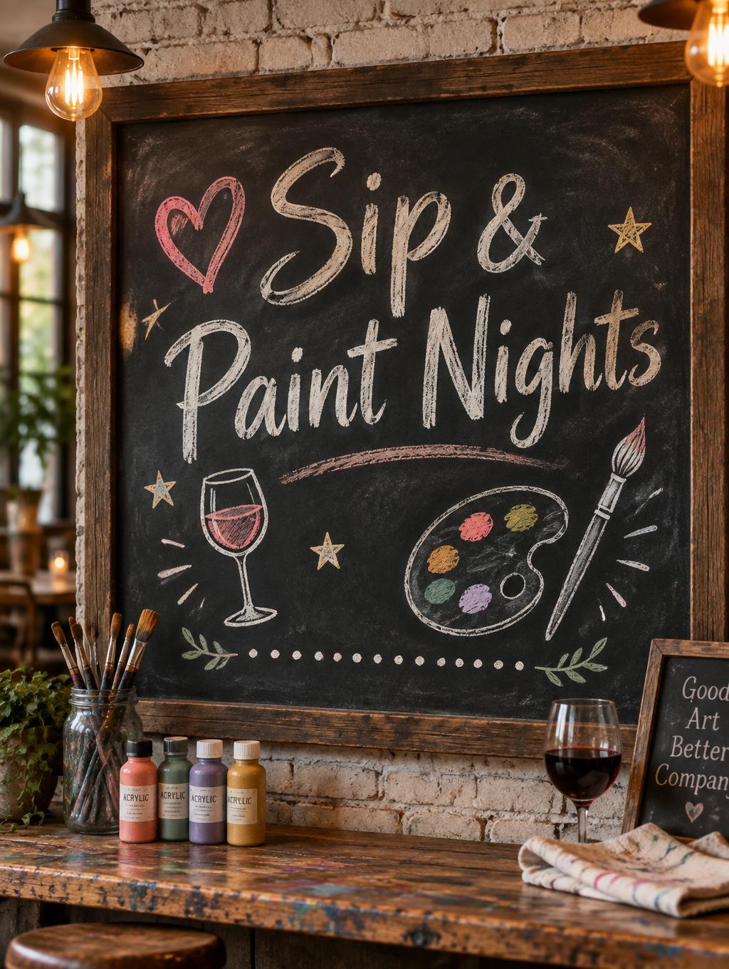 "❤ Sip & Paint Nights" — Chalk | AI Text Effect Generator