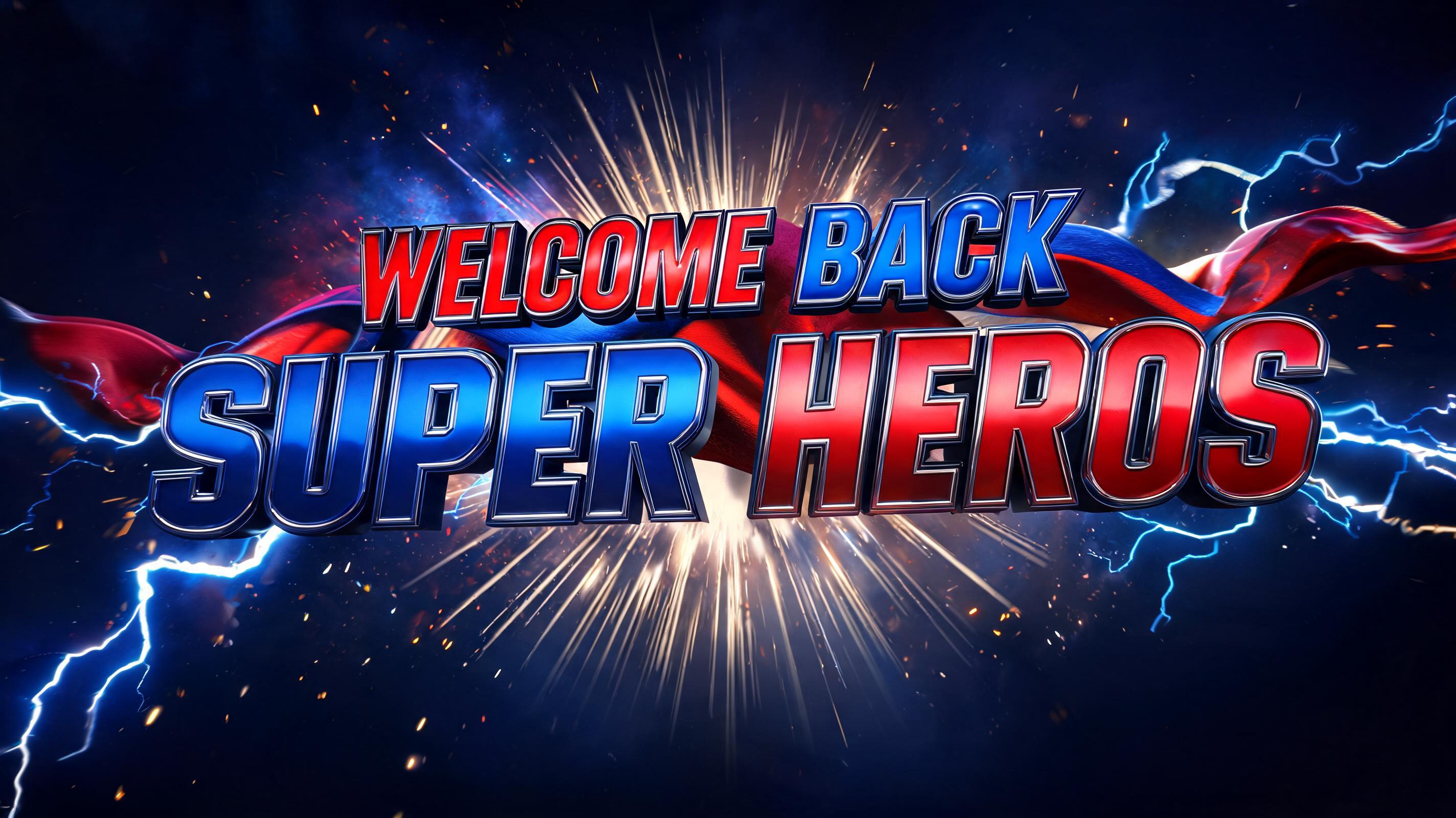 "WELCOME BACK SUPER HEROS" — Superhero | AI Text Effect Generator