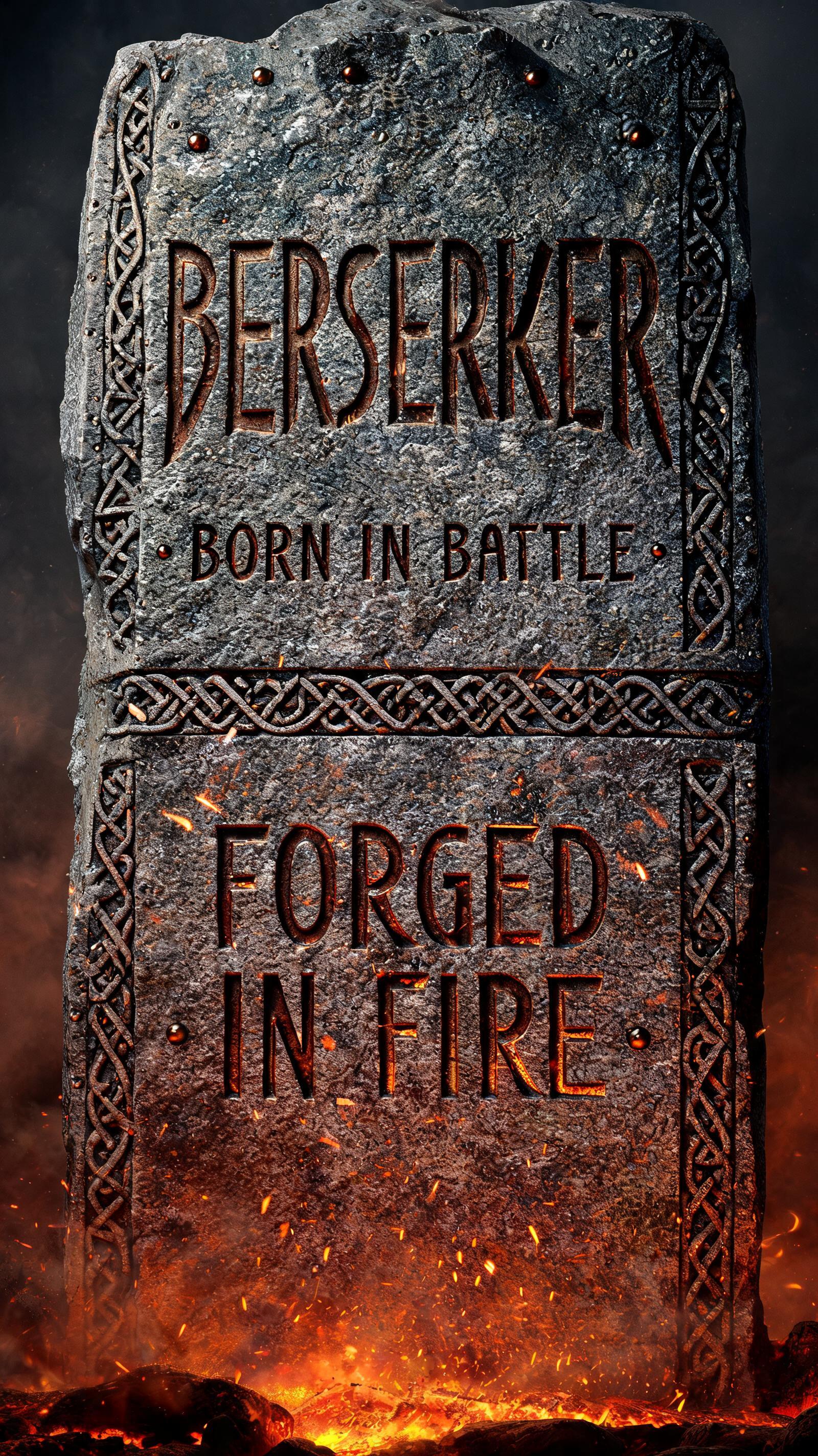 "BERSERKER · BORN IN BATTLE · FORGED IN FIRE" — Viking | AI Text Effect Generator