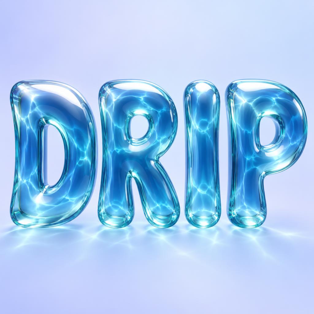 "DRIP" — Glass Liquid | AI Text Effect Generator