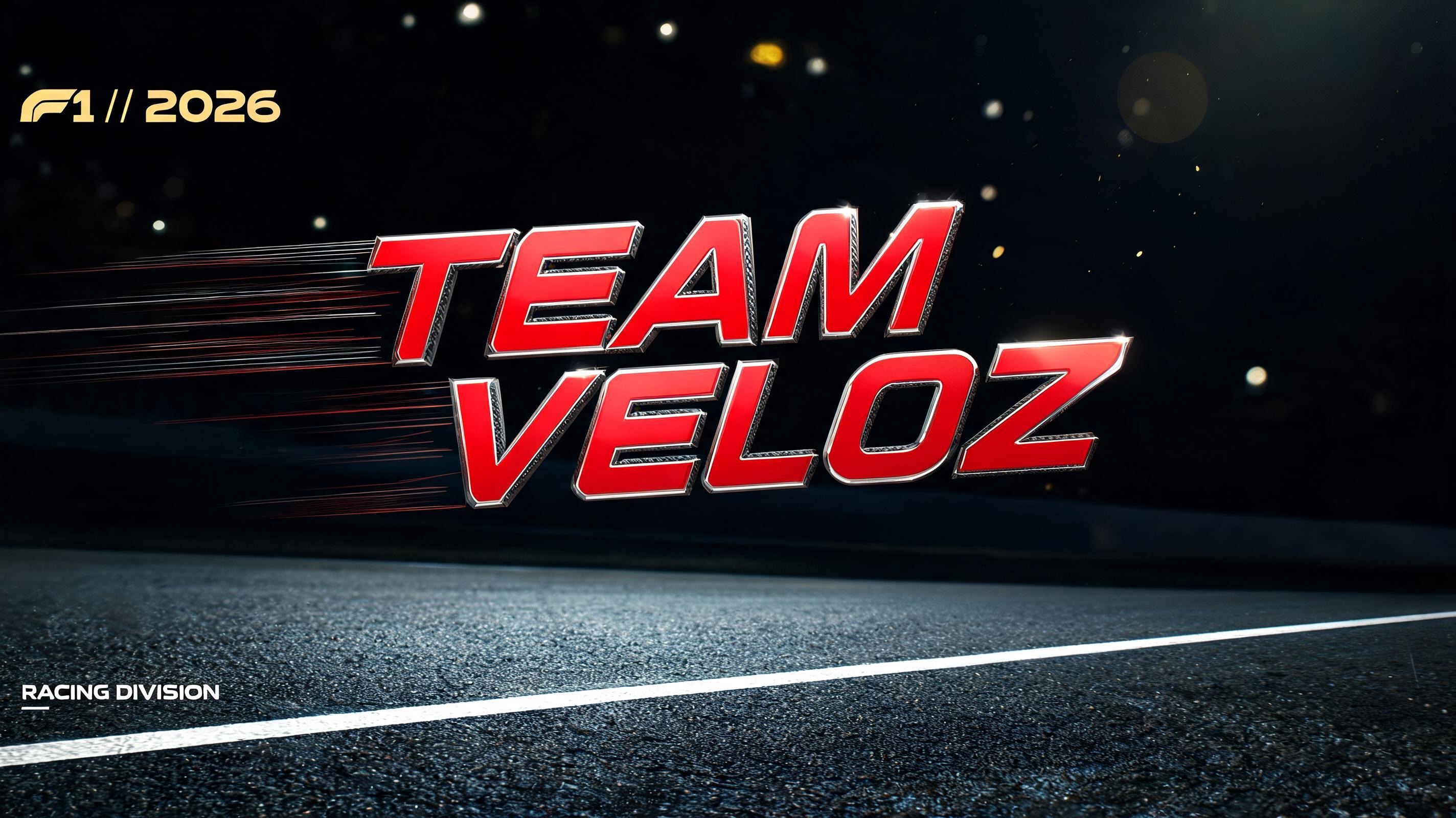 "TEAM VELOZ
F1 // 2026
RACING DIVISION" — Racing | AI Text Effect Generator
