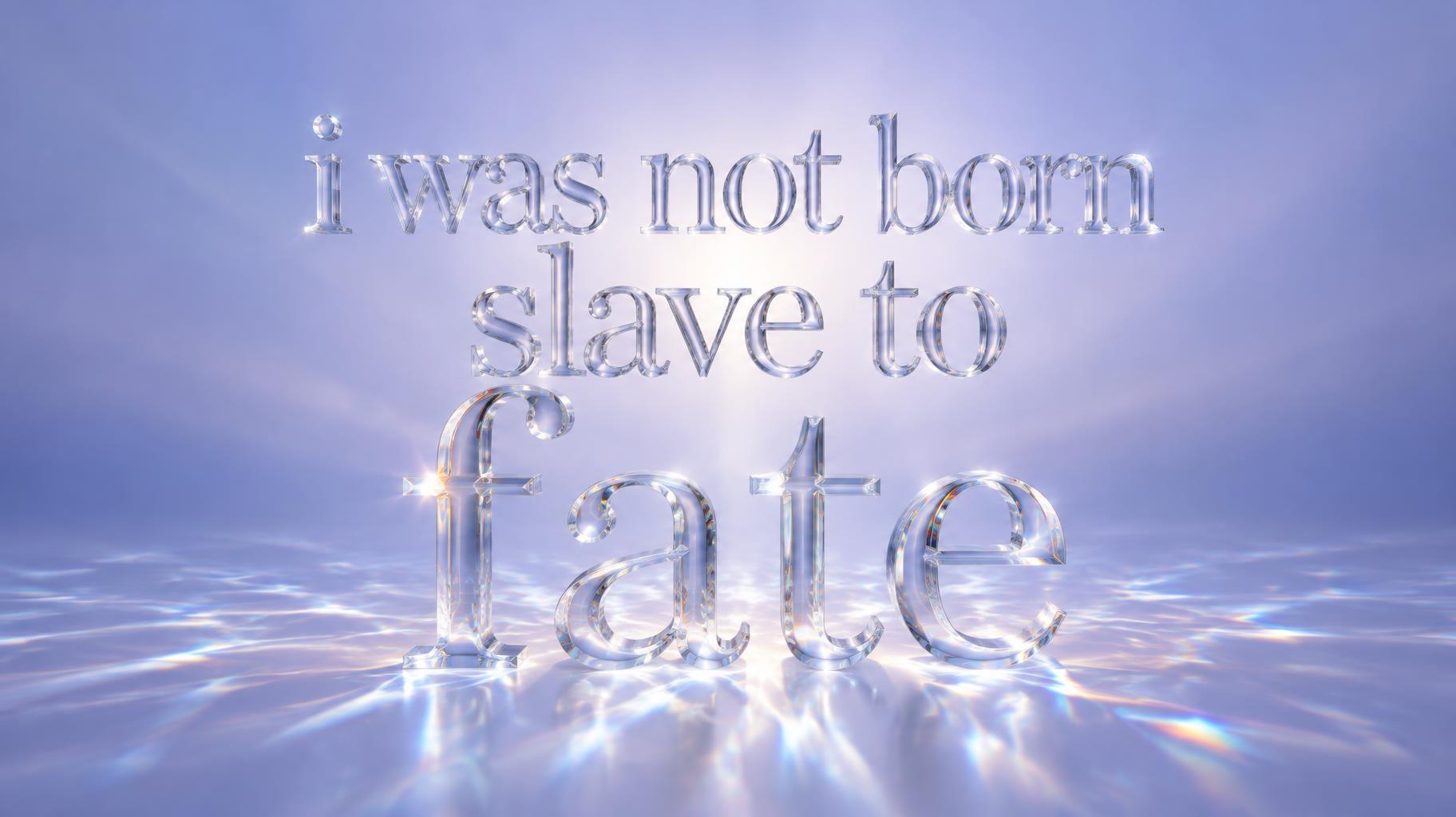 "i was not born slave to fate" — Glass | AI Text Effect Generator