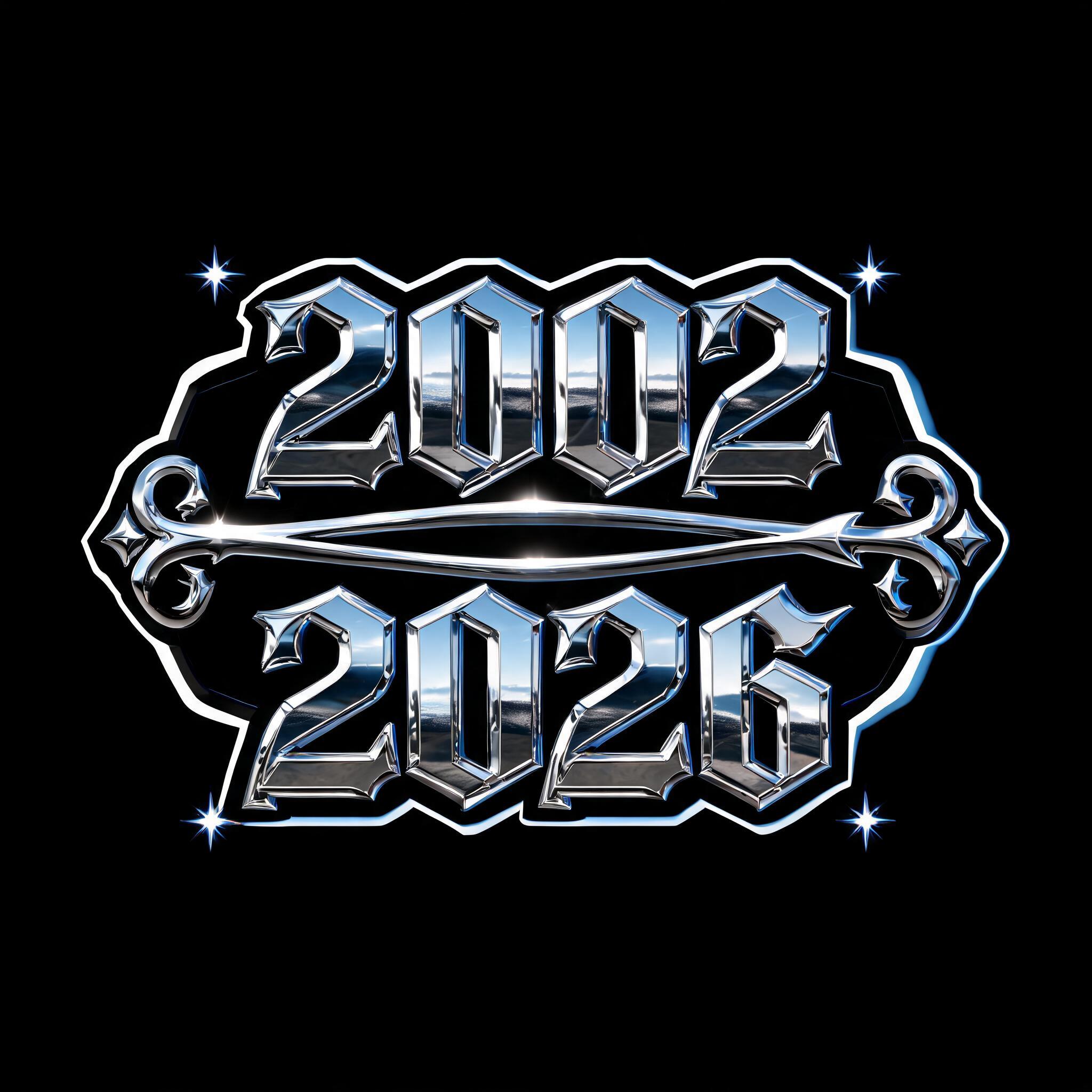 "2002
2026" — Chrome Metal 3d | AI Text Effect Generator
