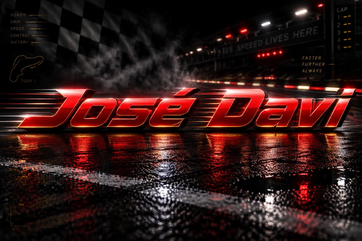 "José Davi" — Racing | AI Text Effect Generator