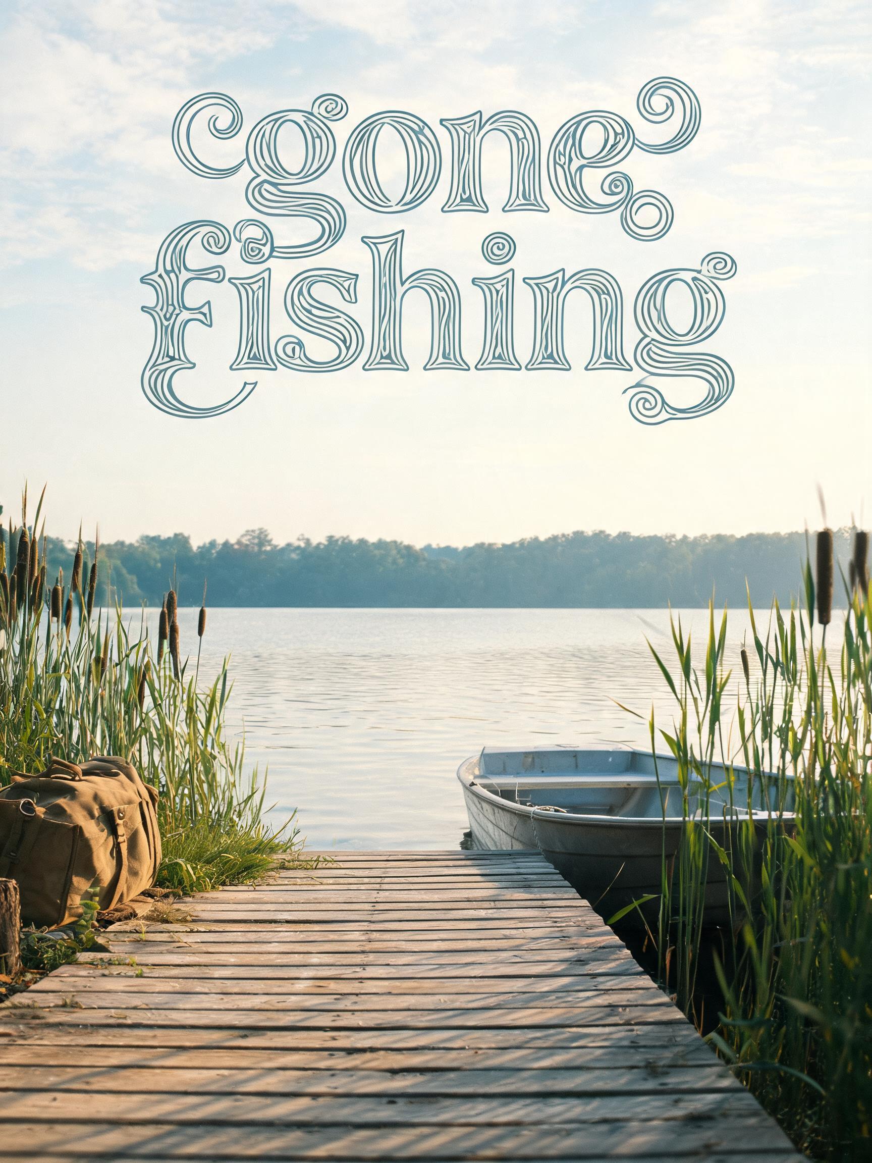 "gone fishing" —  | AI Text Effect Generator