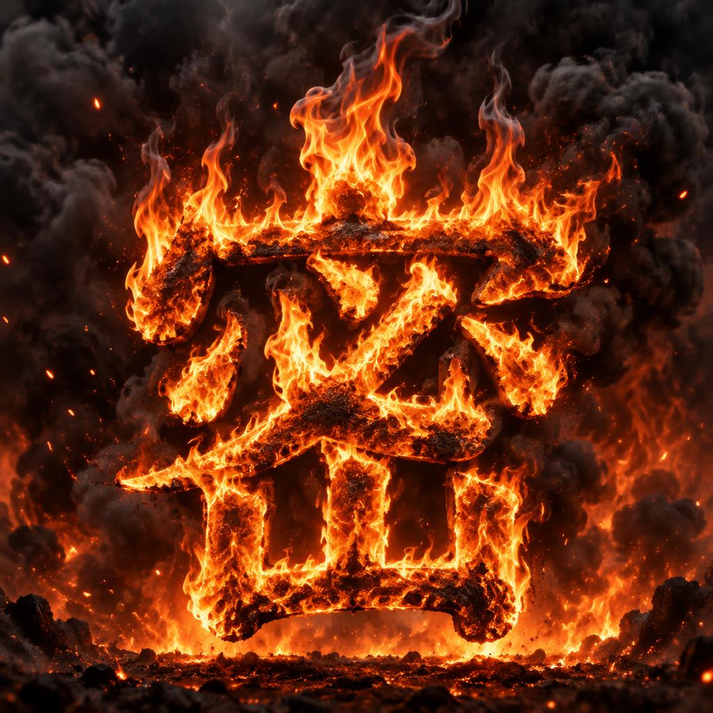 "密" — Fire Smoke | AI Text Effect Generator