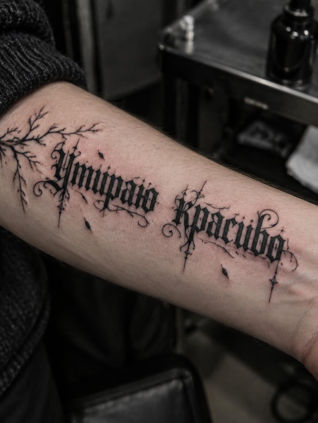 "умираю красиво" — Tattoo | AI Text Effect Generator