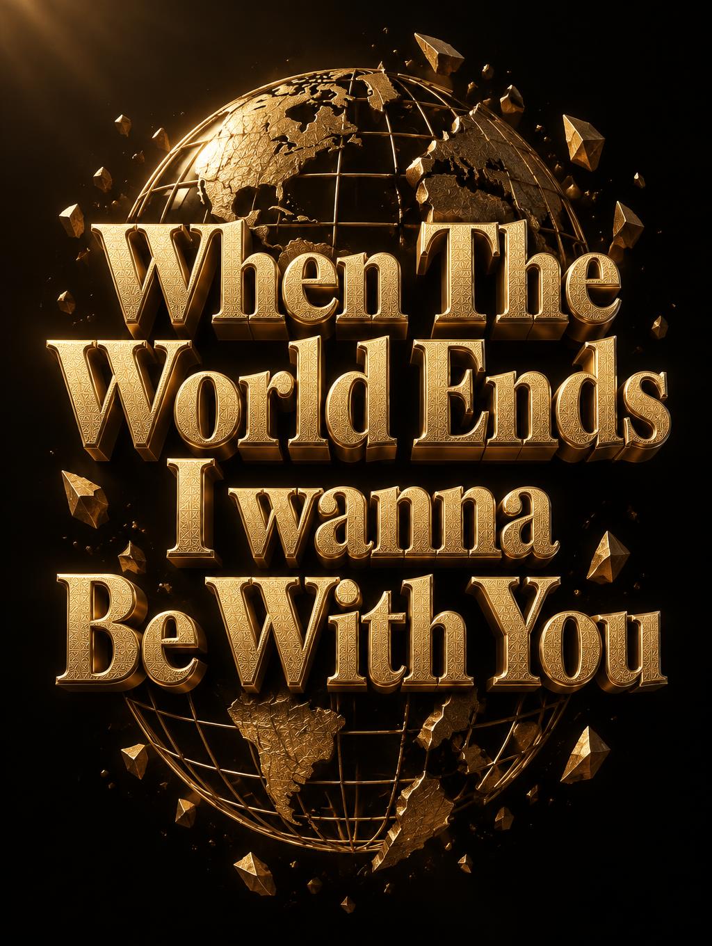 "When The World Ends I wanna Be With You" — 3d Bold Gold | AI Text Effect Generator