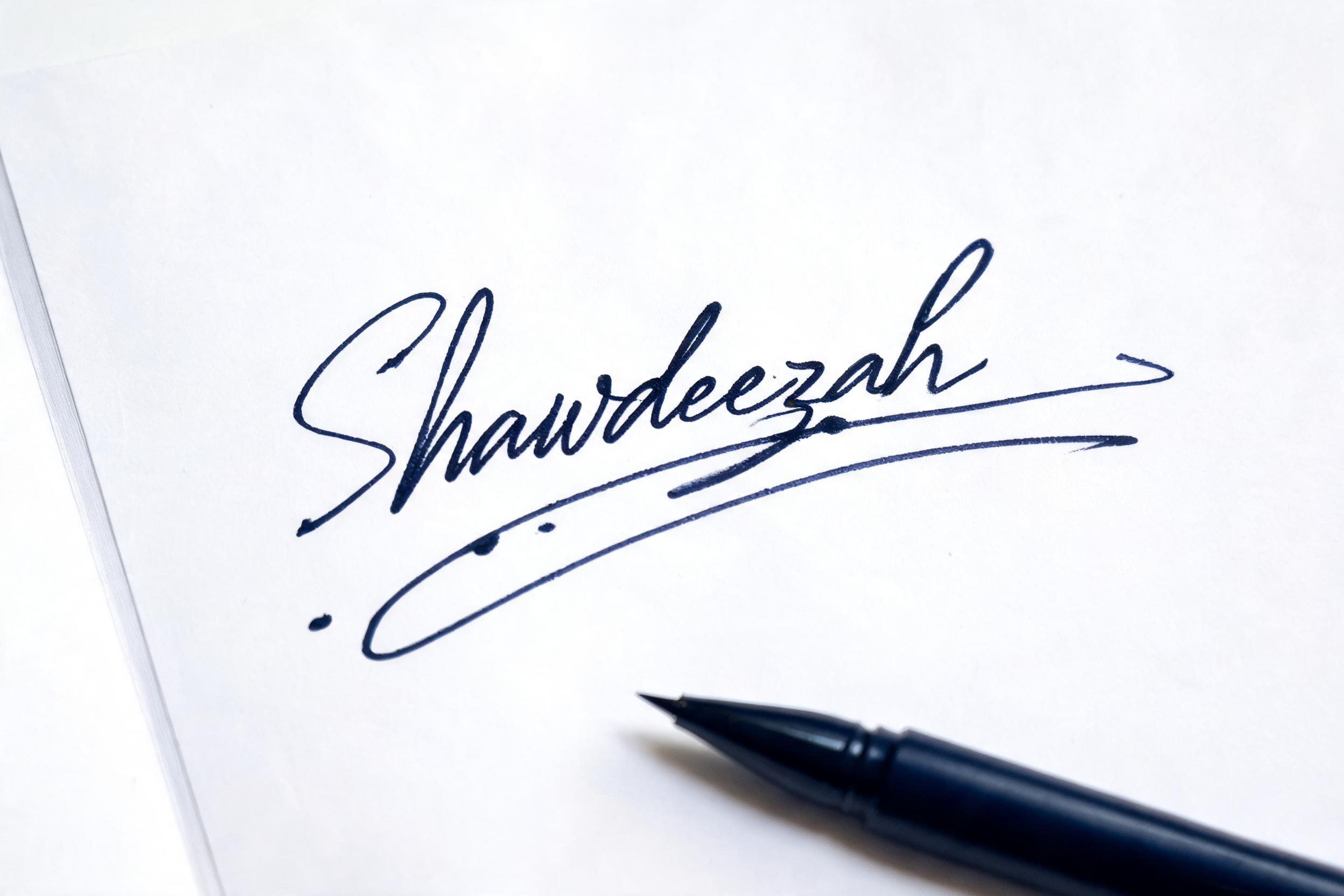 "Shawdeezah
" — Cursive Signature | AI Text Effect Generator