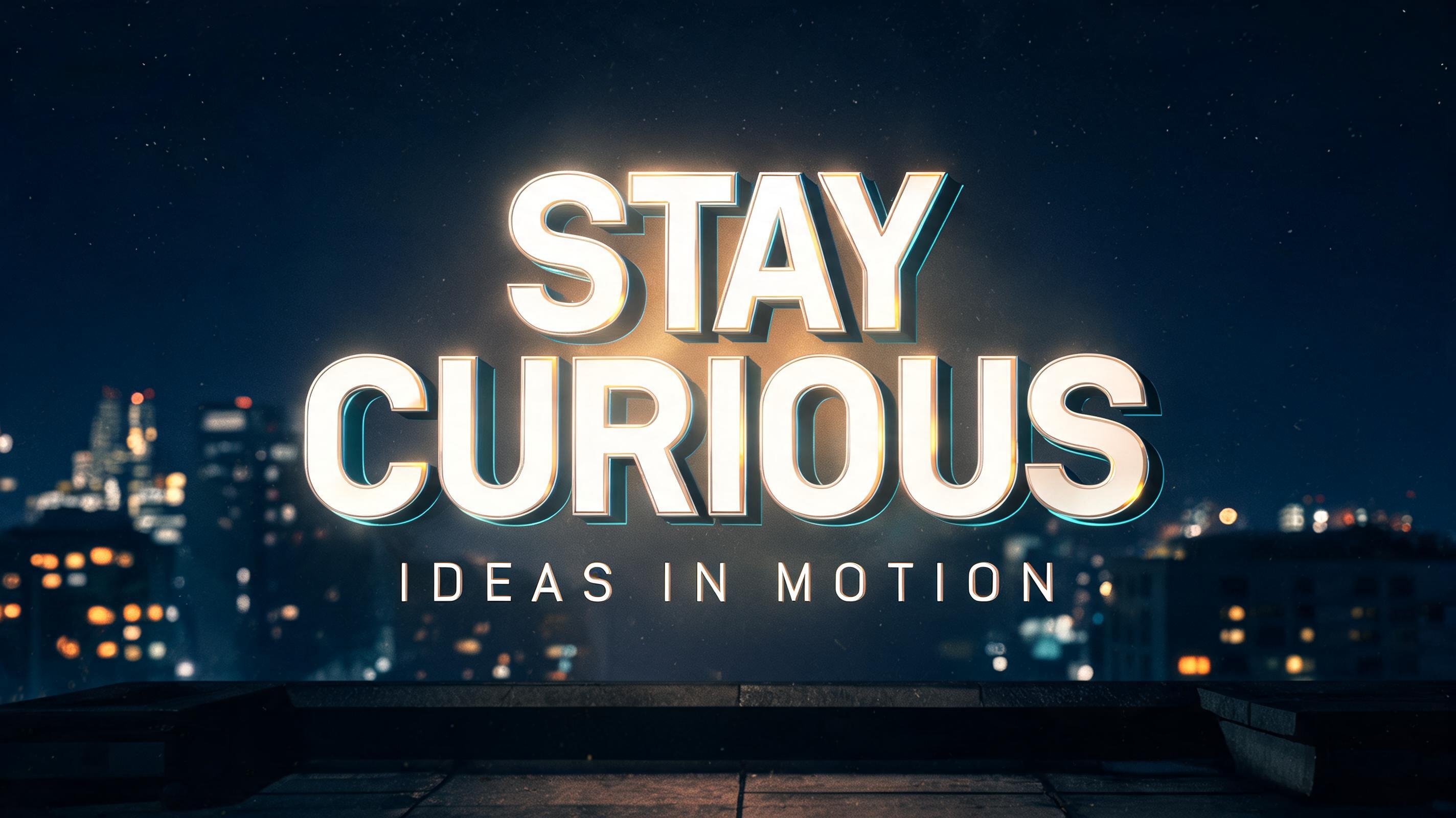"STAY
CURIOUS
IDEAS IN MOTION" — Cinematic Youtube Creator text effect