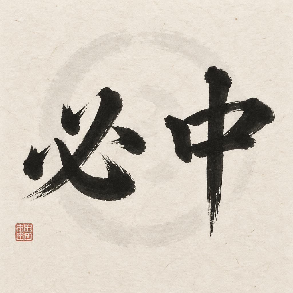 "必中" — Brush Japanese Ink | AI Text Effect Generator
