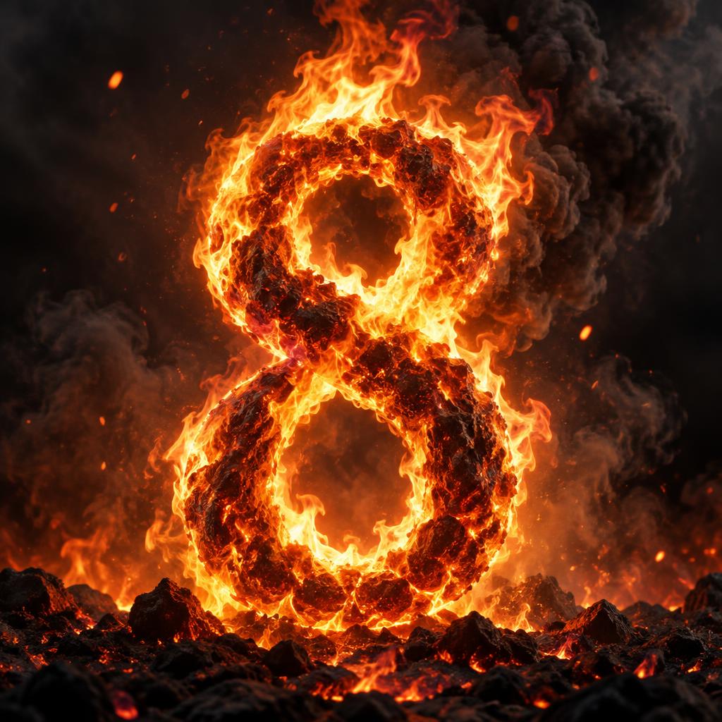 "8" — Fire Smoke | AI Text Effect Generator