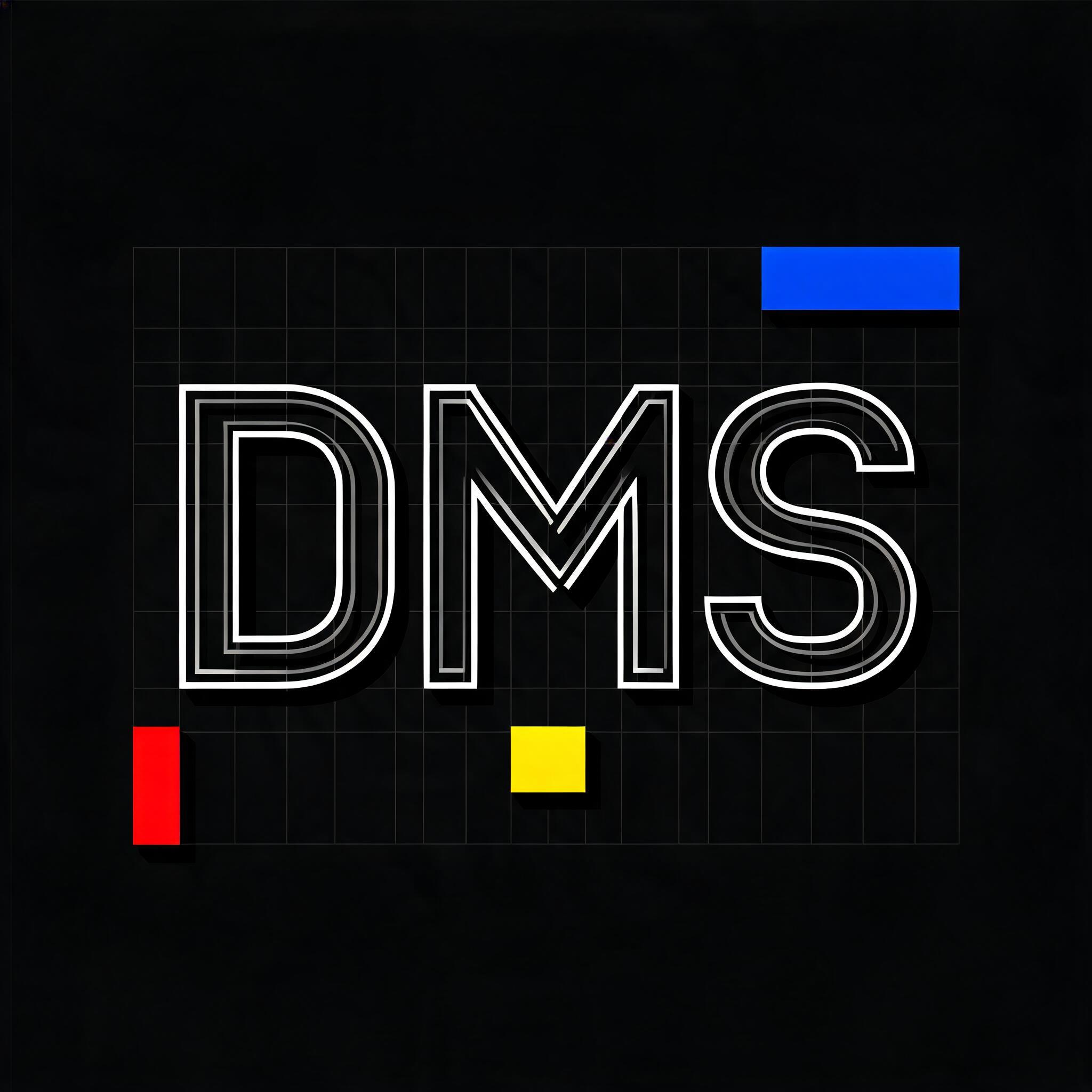 "DMS" — Geometric text effect