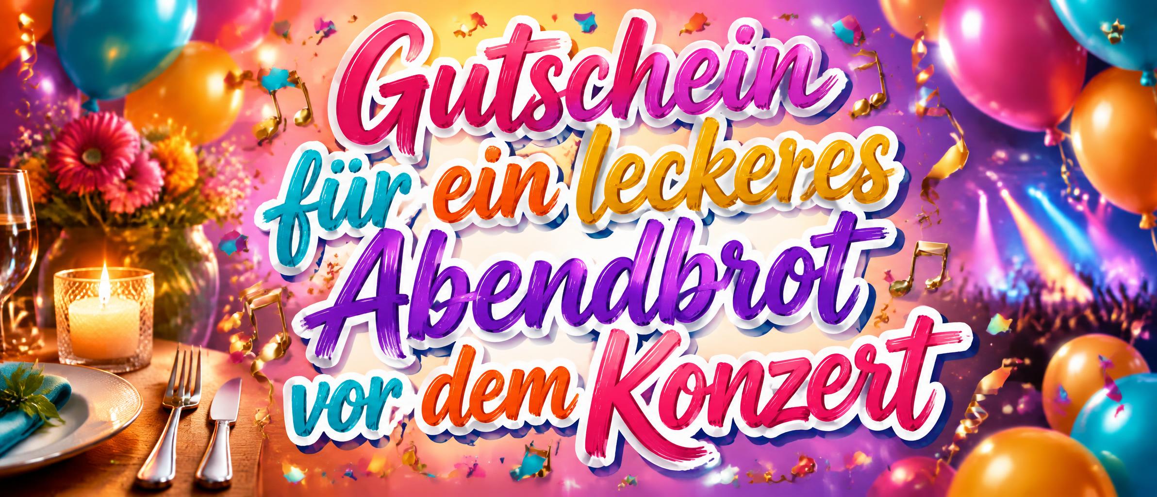 "Gutschein für ein leckeres Abendbrot vor dem Konzert" — Birthday | AI Text Effect Generator