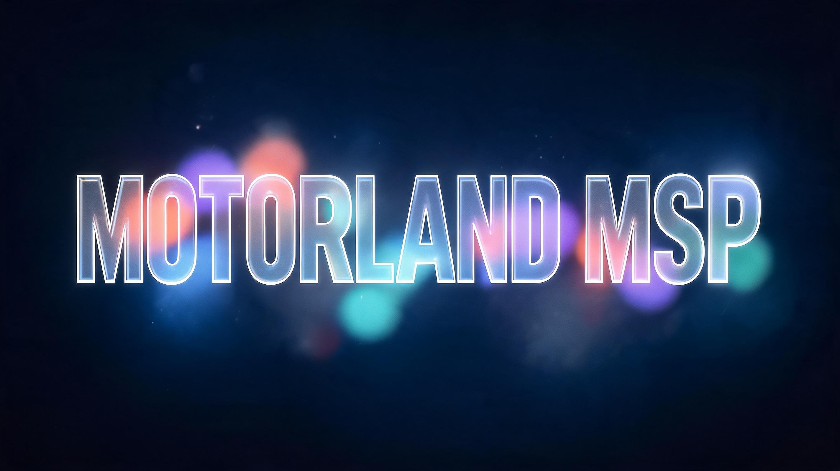 "MOTORLAND MSP" — Glass Morphism text effect