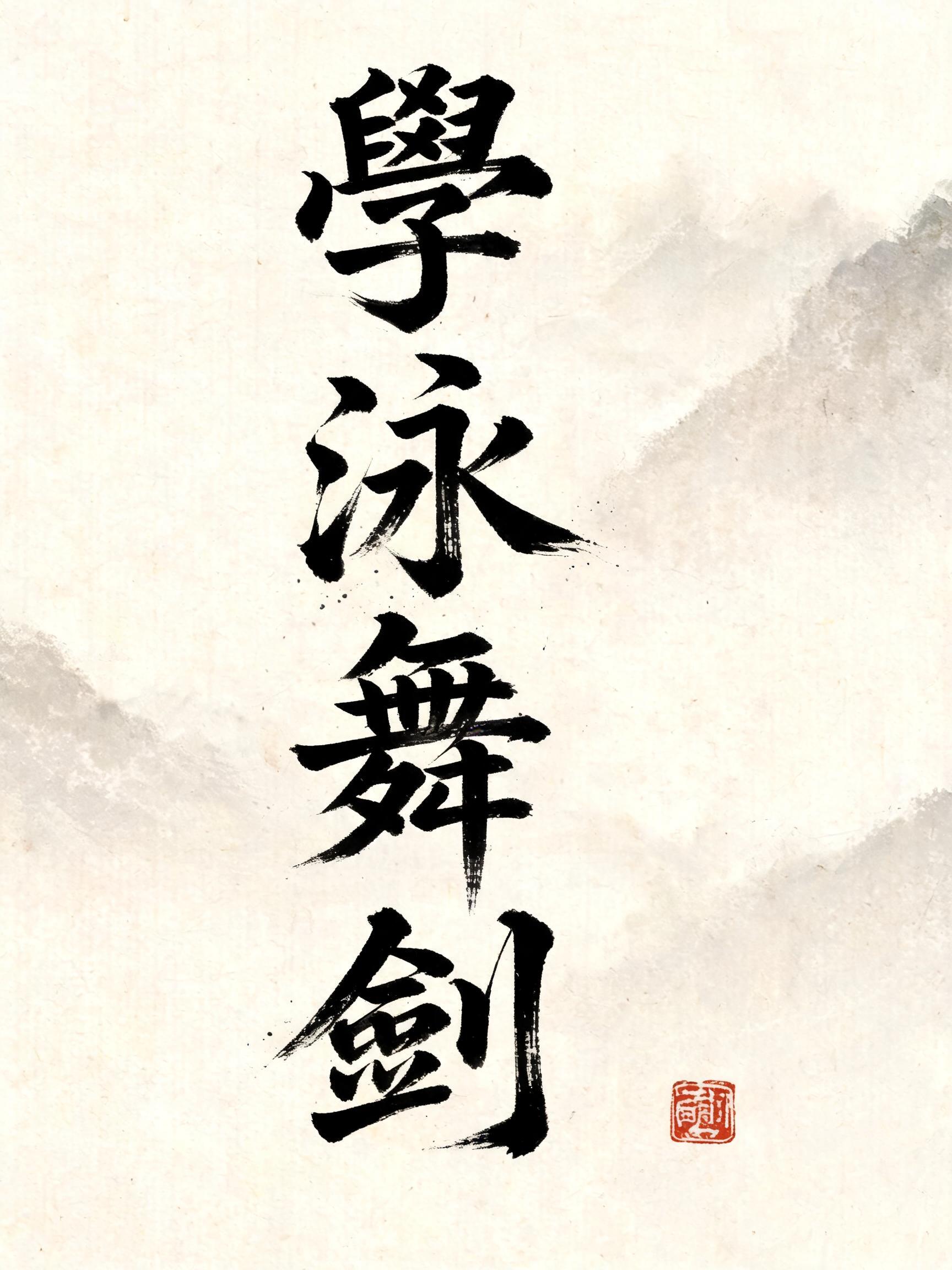 "學泳舞劍" — Brush Chinese Ink | AI Text Effect Generator