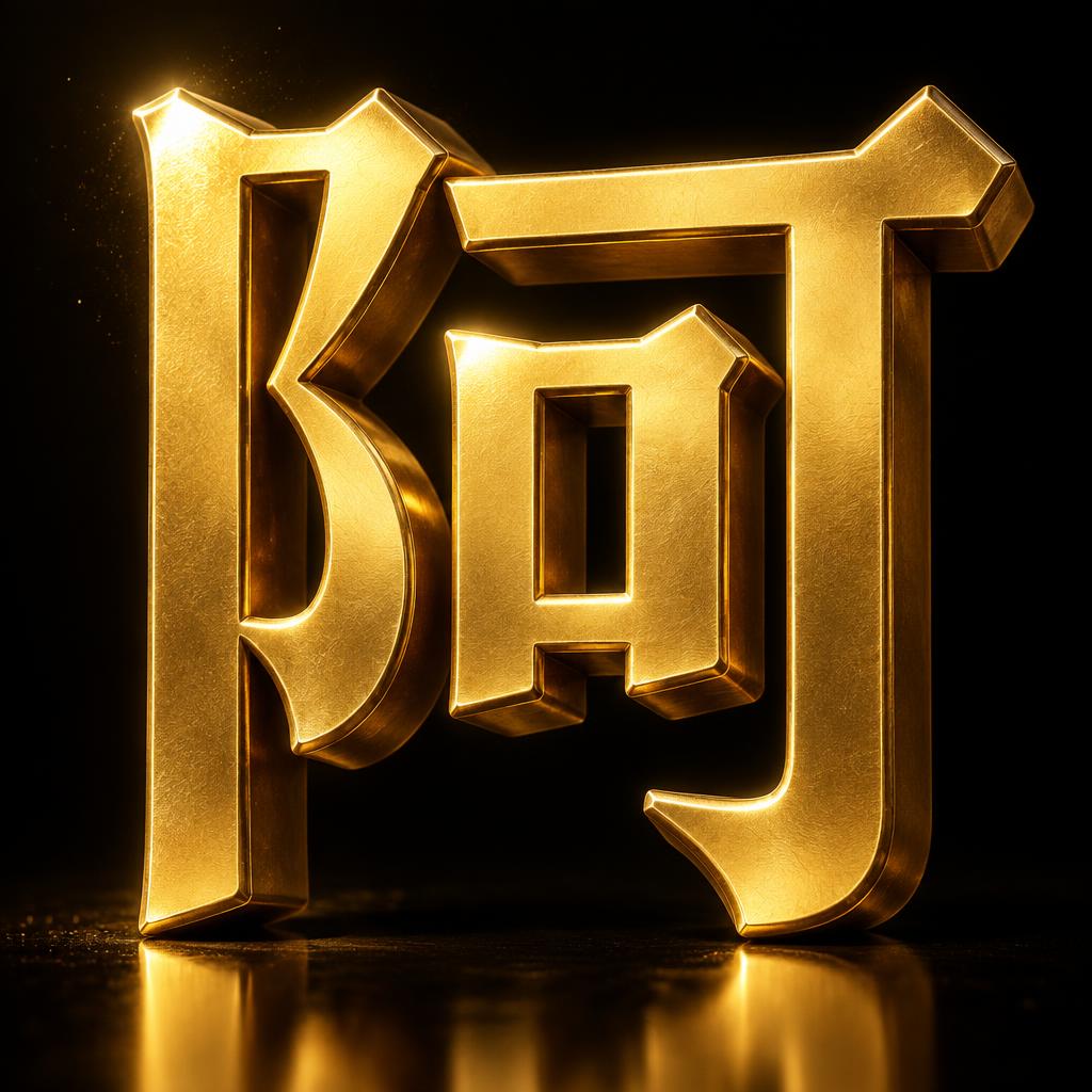 "阿" — 3d Bold Gold | AI Text Effect Generator