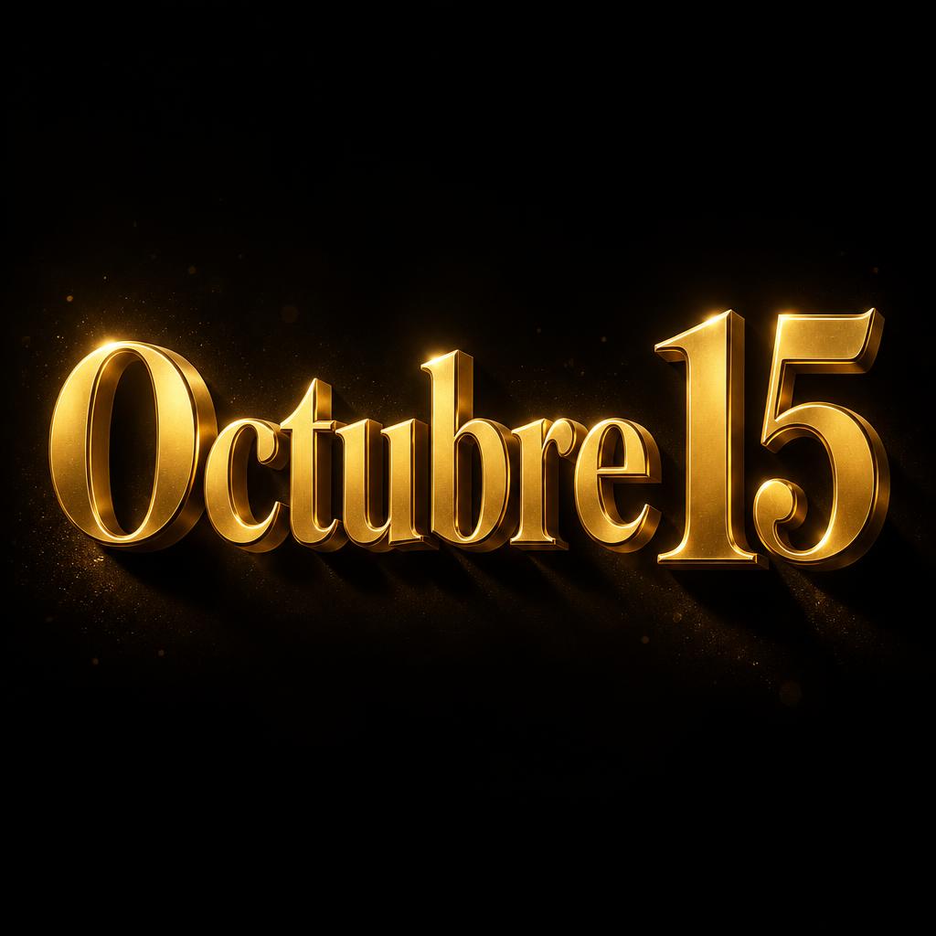"Octubre 15" — 3d Bold Gold | AI Text Effect Generator