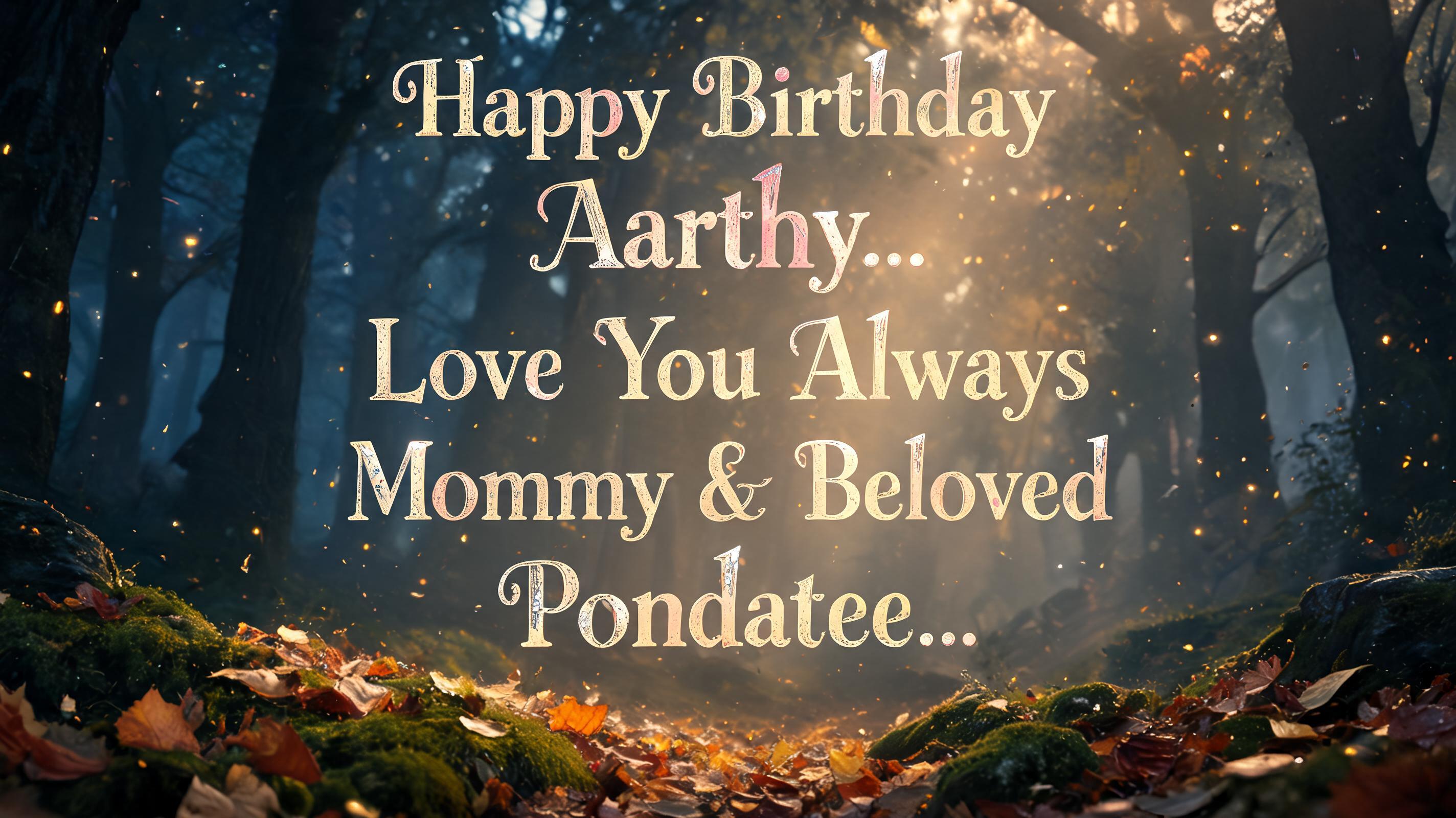 "Happy Birthday Aarthy.. Love You  Always Mommy & Beloved Pondatee.." — Fairy Tale | AI Text Effect Generator