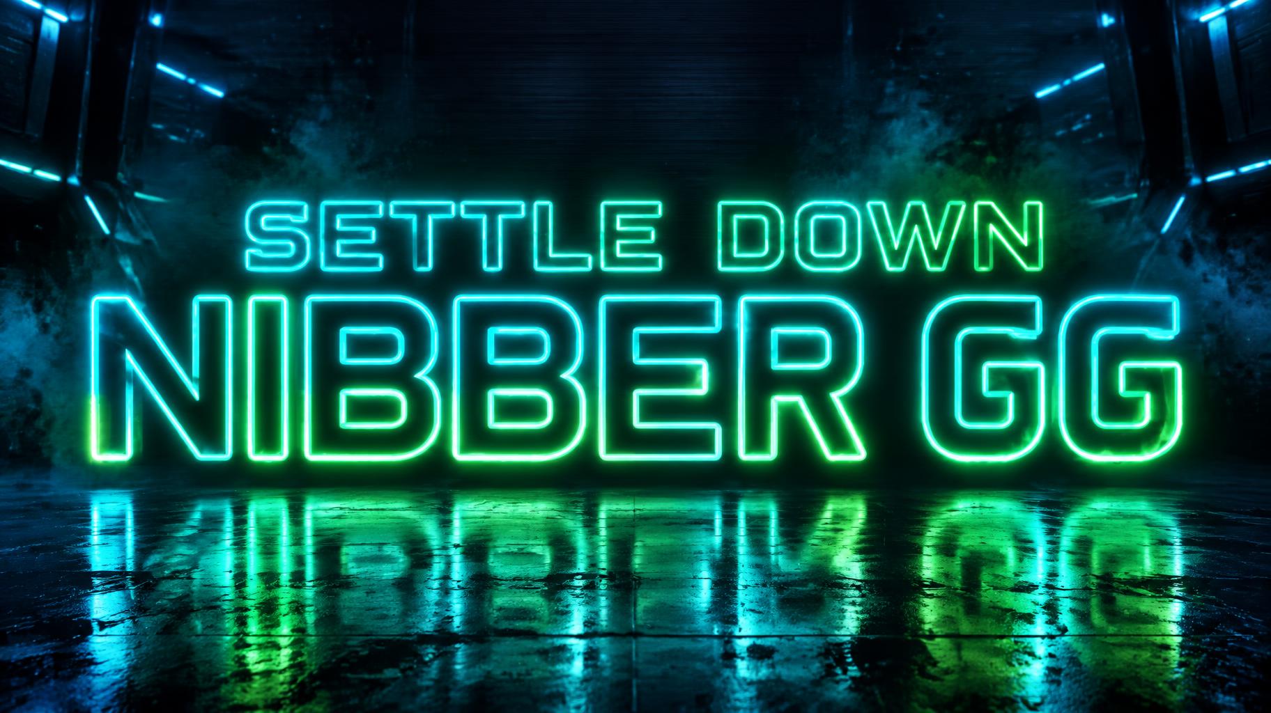 "SETTLE DOWN NIBBER GG" — Neon Outline | AI Text Effect Generator