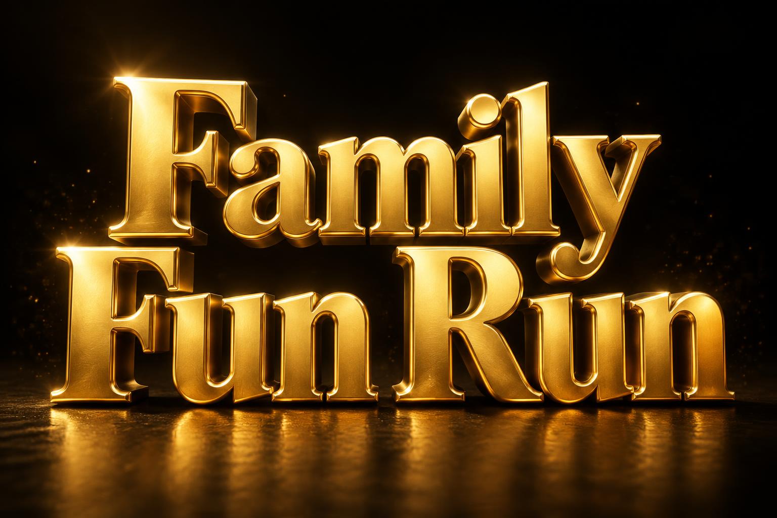 "Family Fun Run" — 3d Bold Gold | AI Text Effect Generator