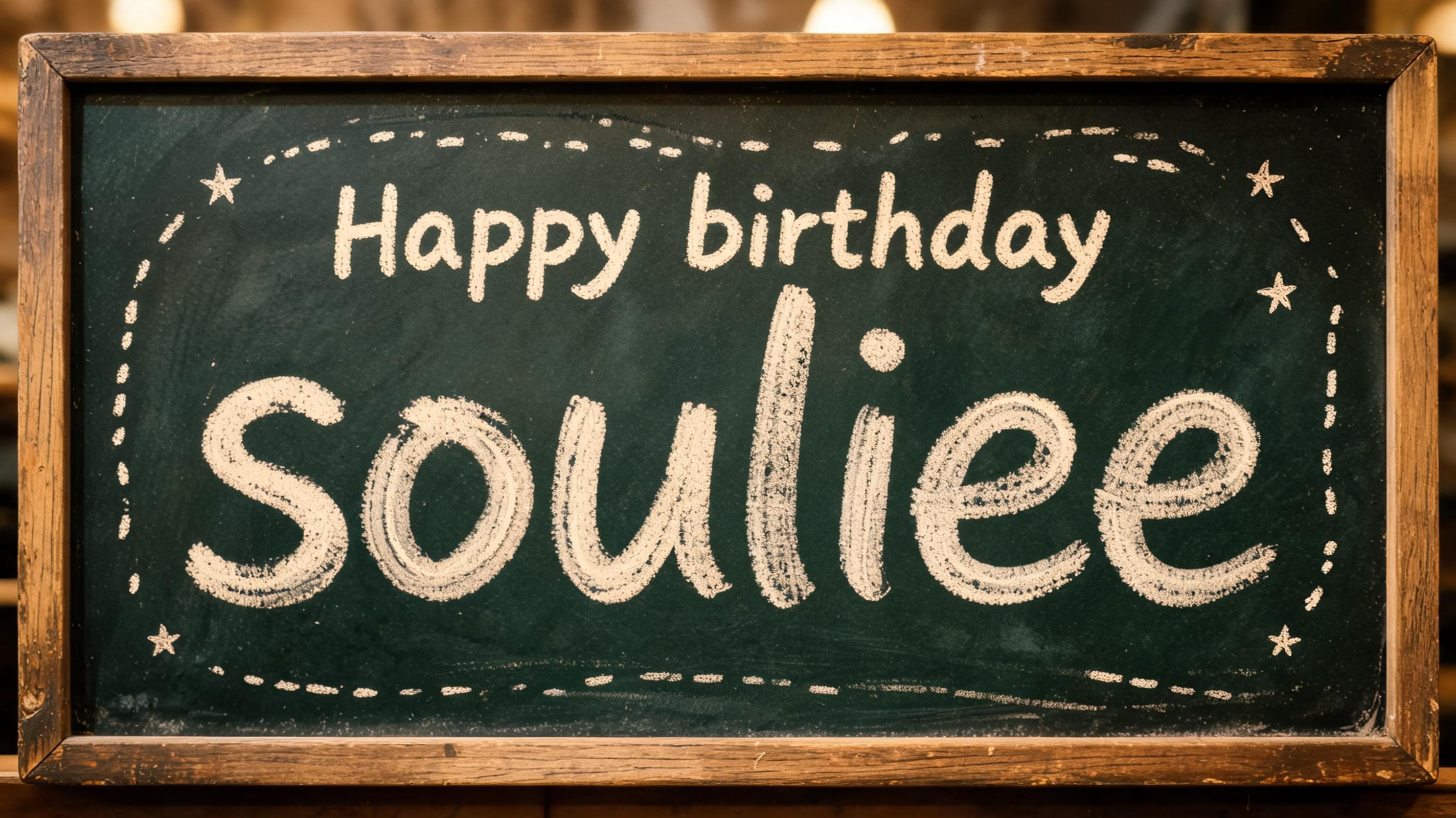 "Happy birthday souliee" — Chalk | AI Text Effect Generator