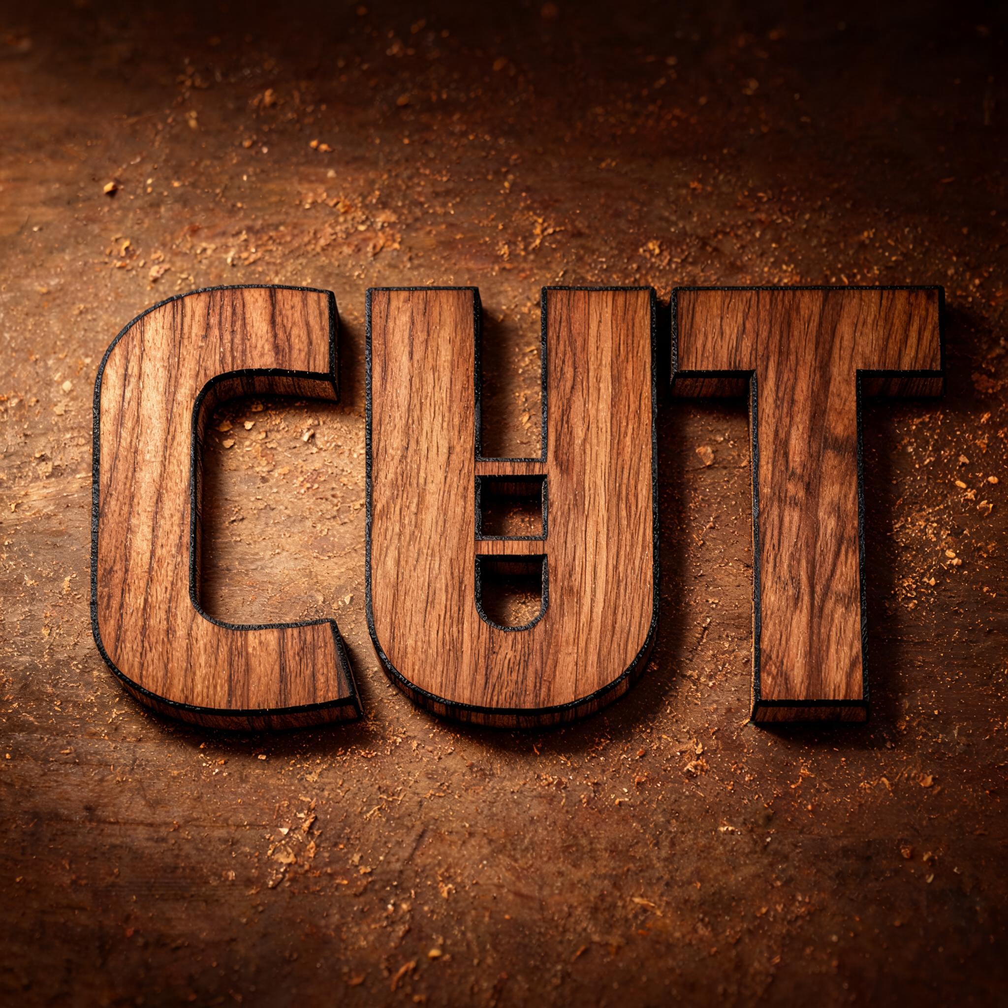 "CUT" — Laser Cut | AI Text Effect Generator