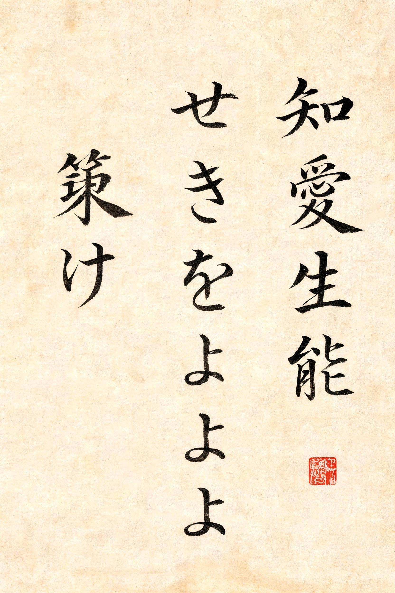 "知 愛 生 能 せ き を よ よ 築 け" — Brush Japanese Ink | AI Text Effect Generator
