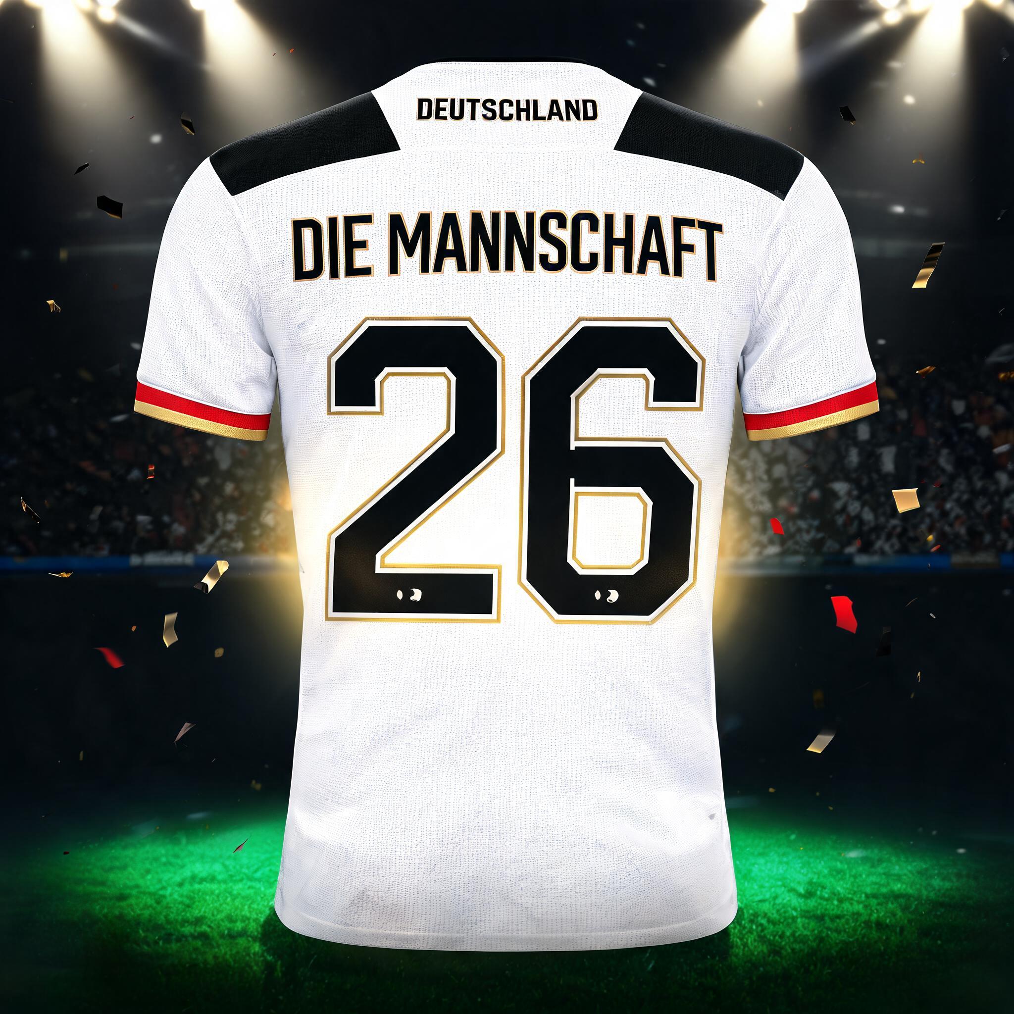 "DIE MANNSCHAFT
26
DEUTSCHLAND" — Sports Football | AI Text Effect Generator