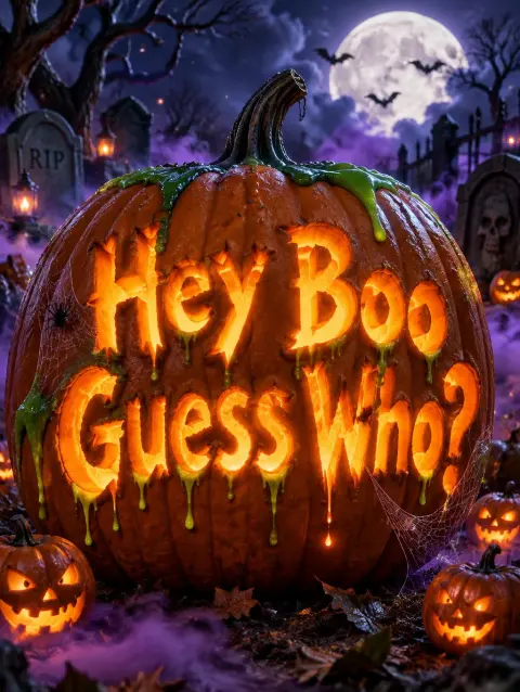 "Hey Boo Guess Who?" — Halloween text effect