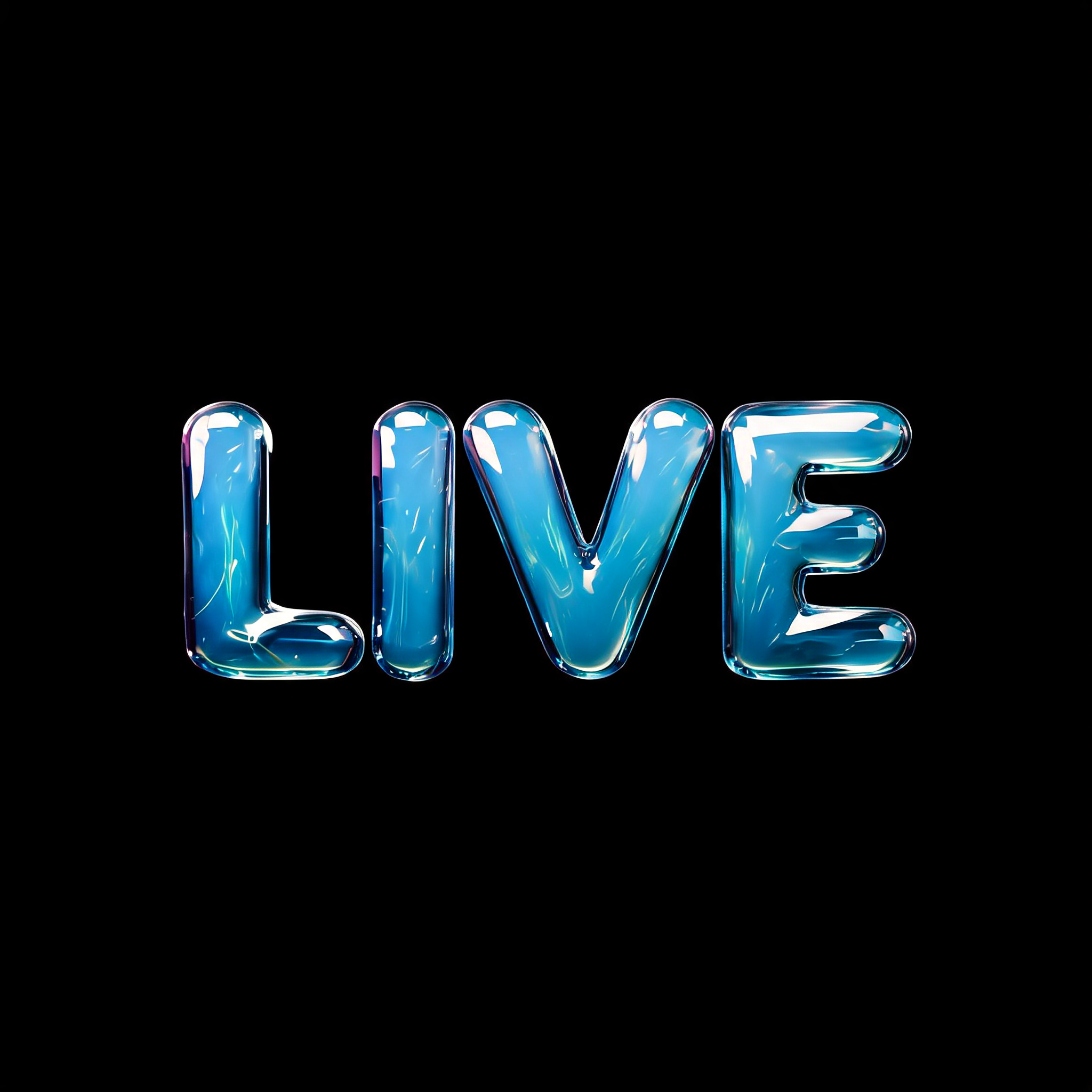 "LIVE" — Glass Liquid | AI Text Effect Generator