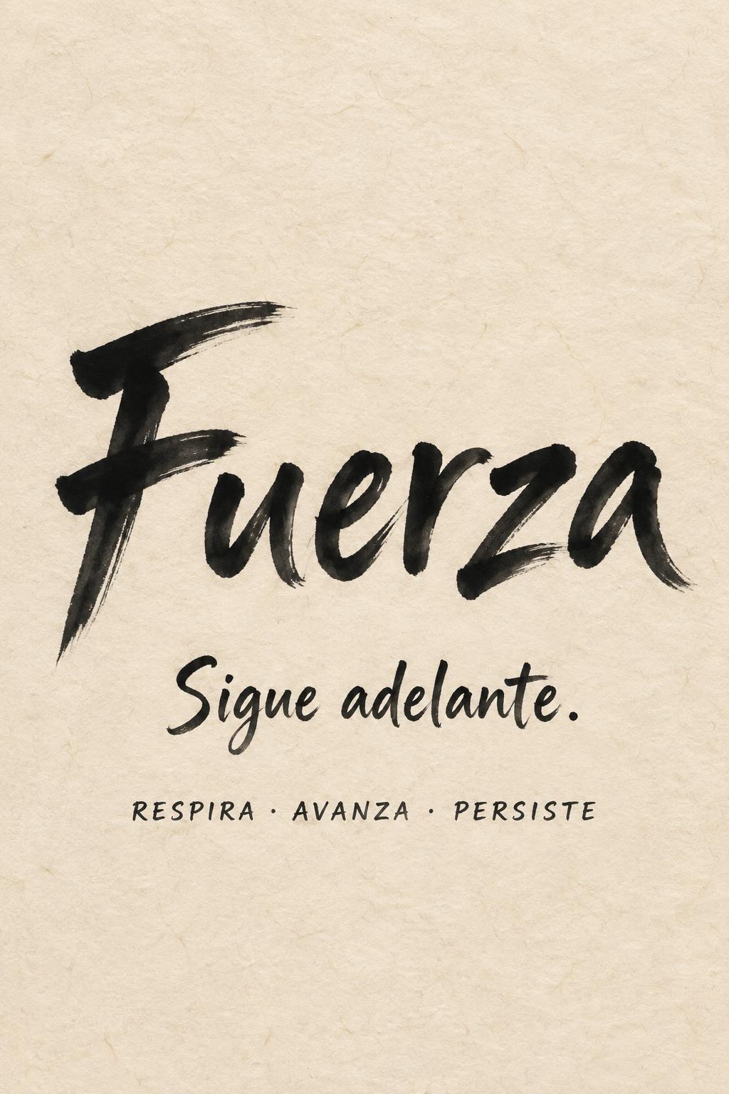 "Fuerza
Sigue adelante.
RESPIRA · AVANZA · PERSISTE" — Brush Japanese Ink | AI Text Effect Generator