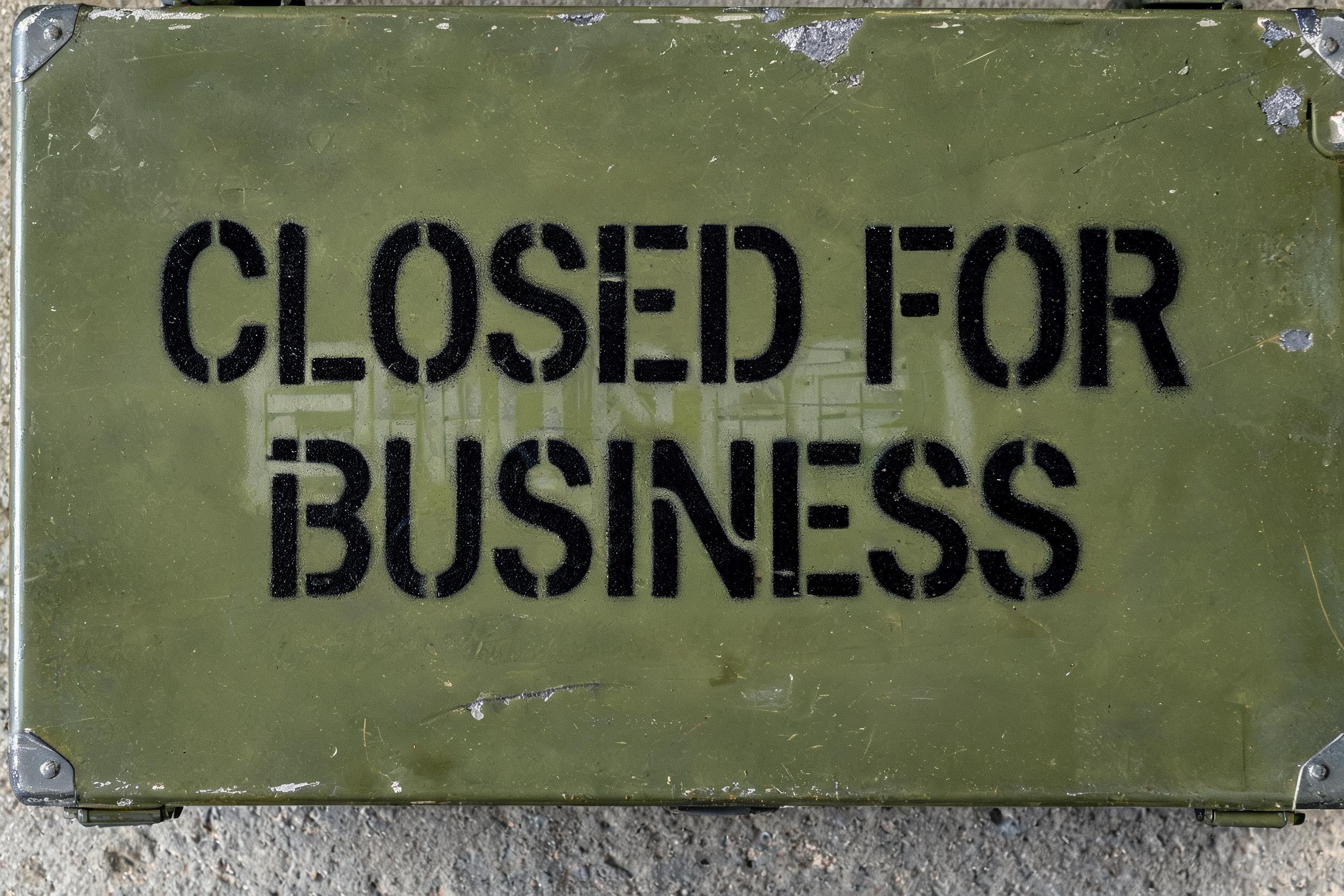 "CLOSED FOR BUSINESS" — Stencil | AI Text Effect Generator