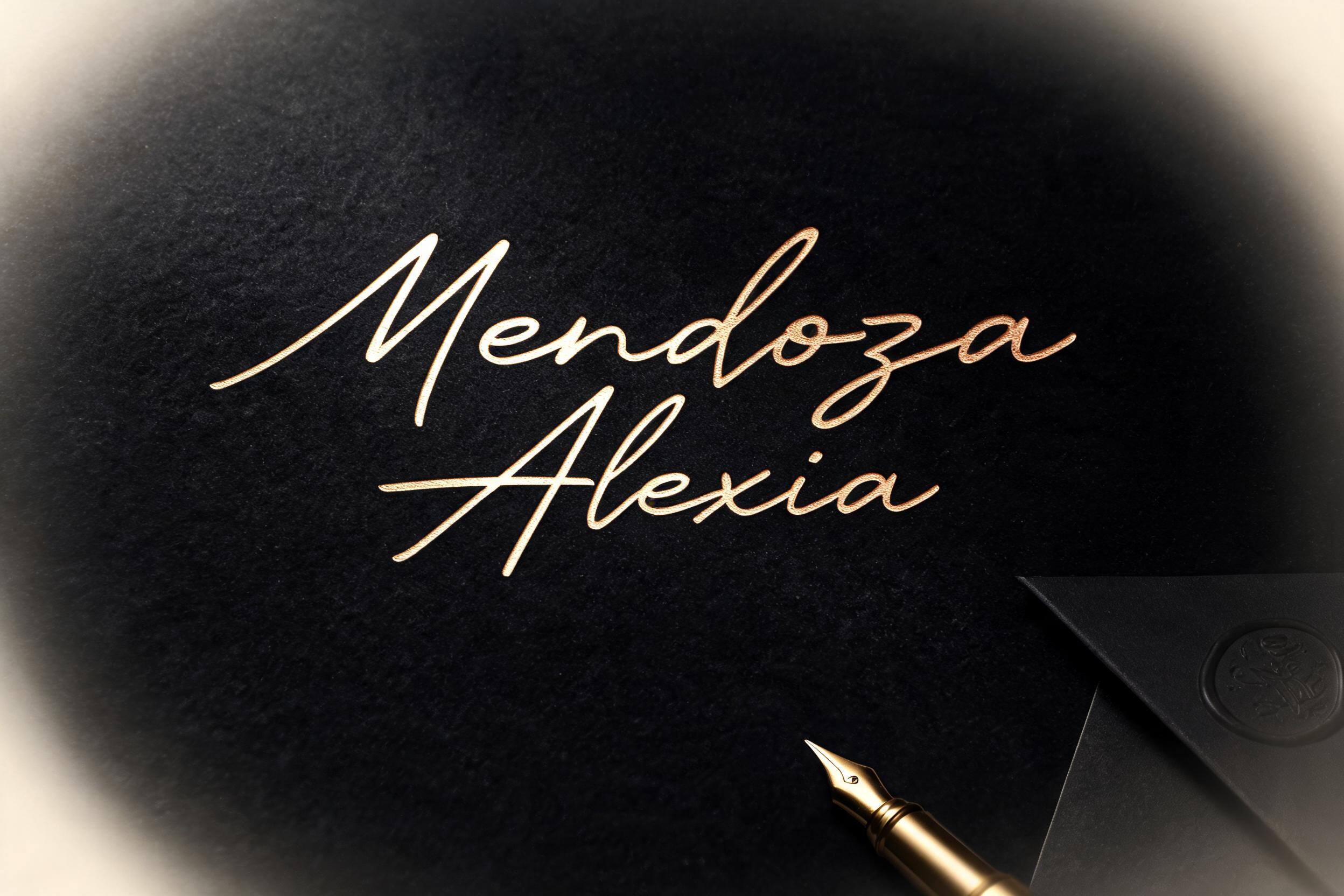 "Mendoza Alexia 
" — Elegant Script text effect