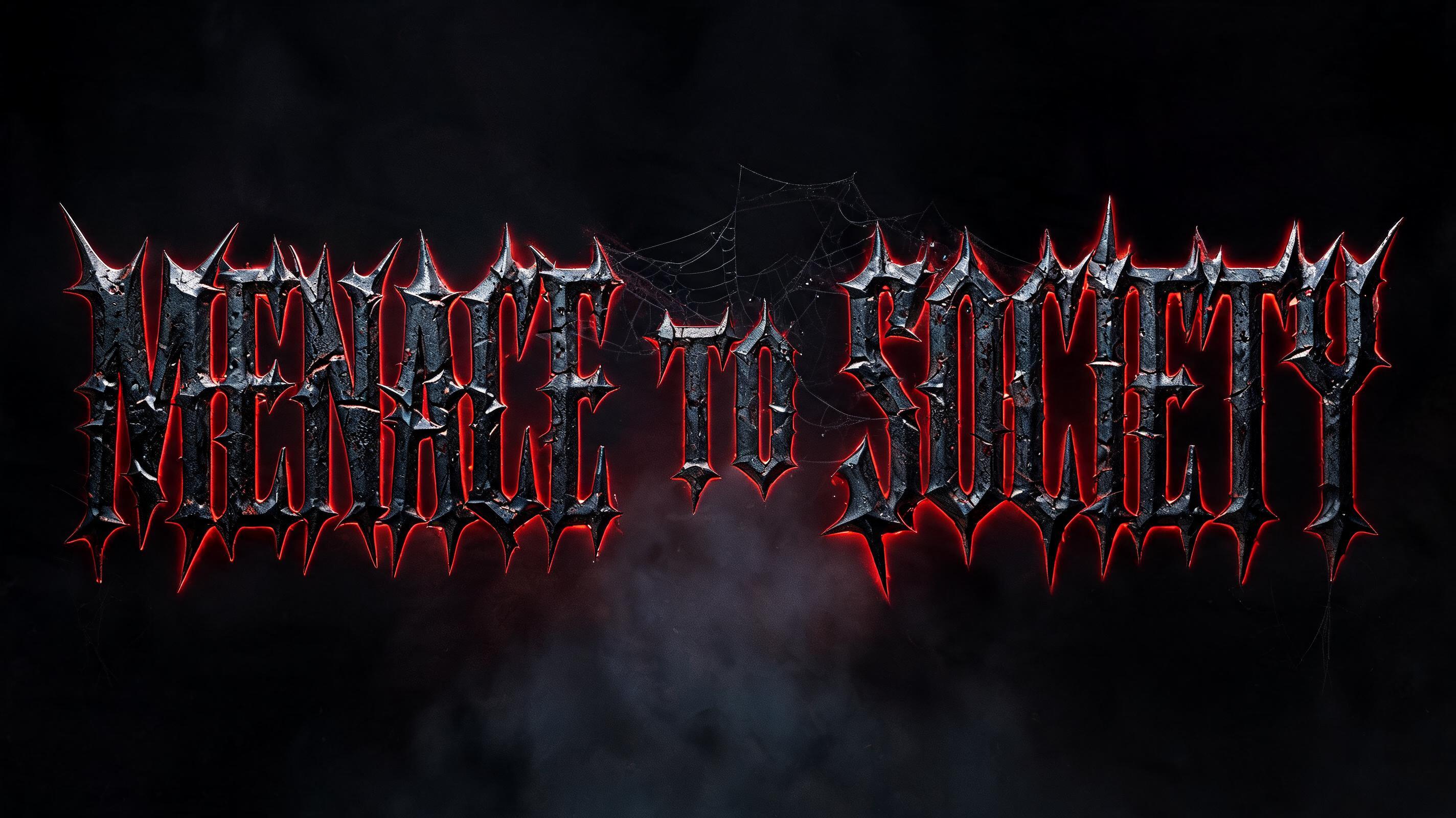 "MENACE TO SOCIETY" — Gothic Dark text effect