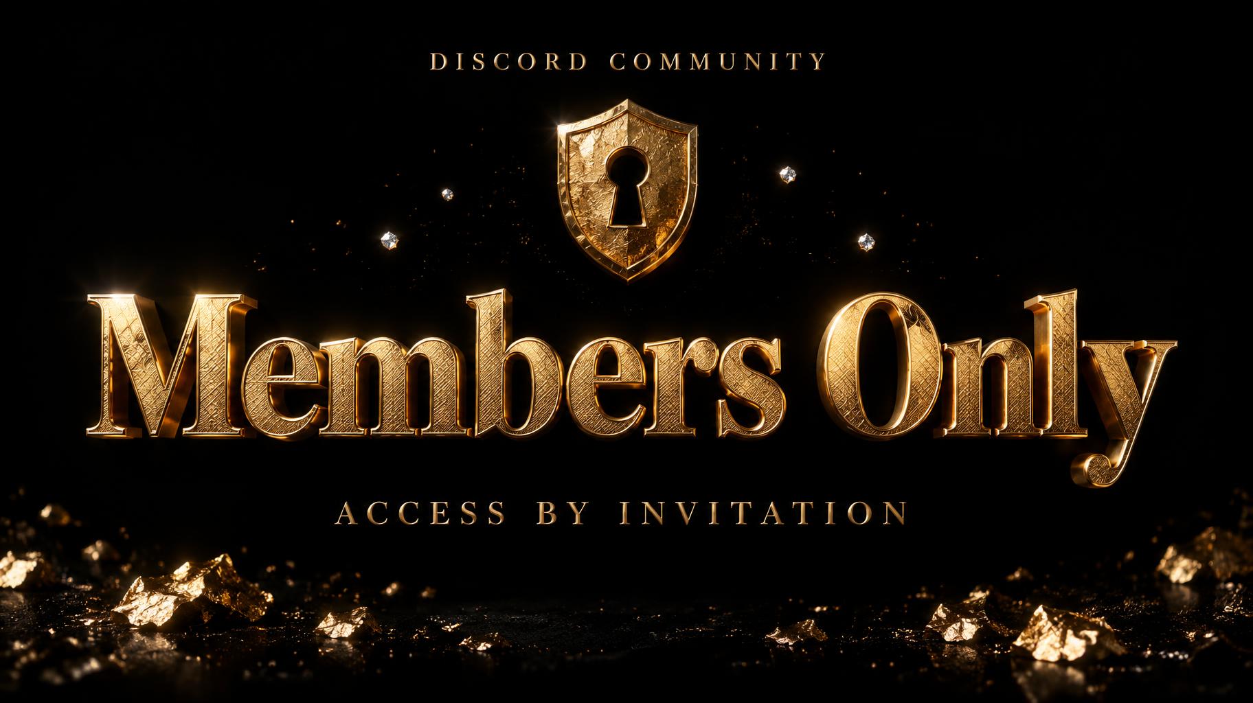 "Members Only
DISCORD COMMUNITY
ACCESS BY INVITATION" — Luxury Gold | AI Text Effect Generator