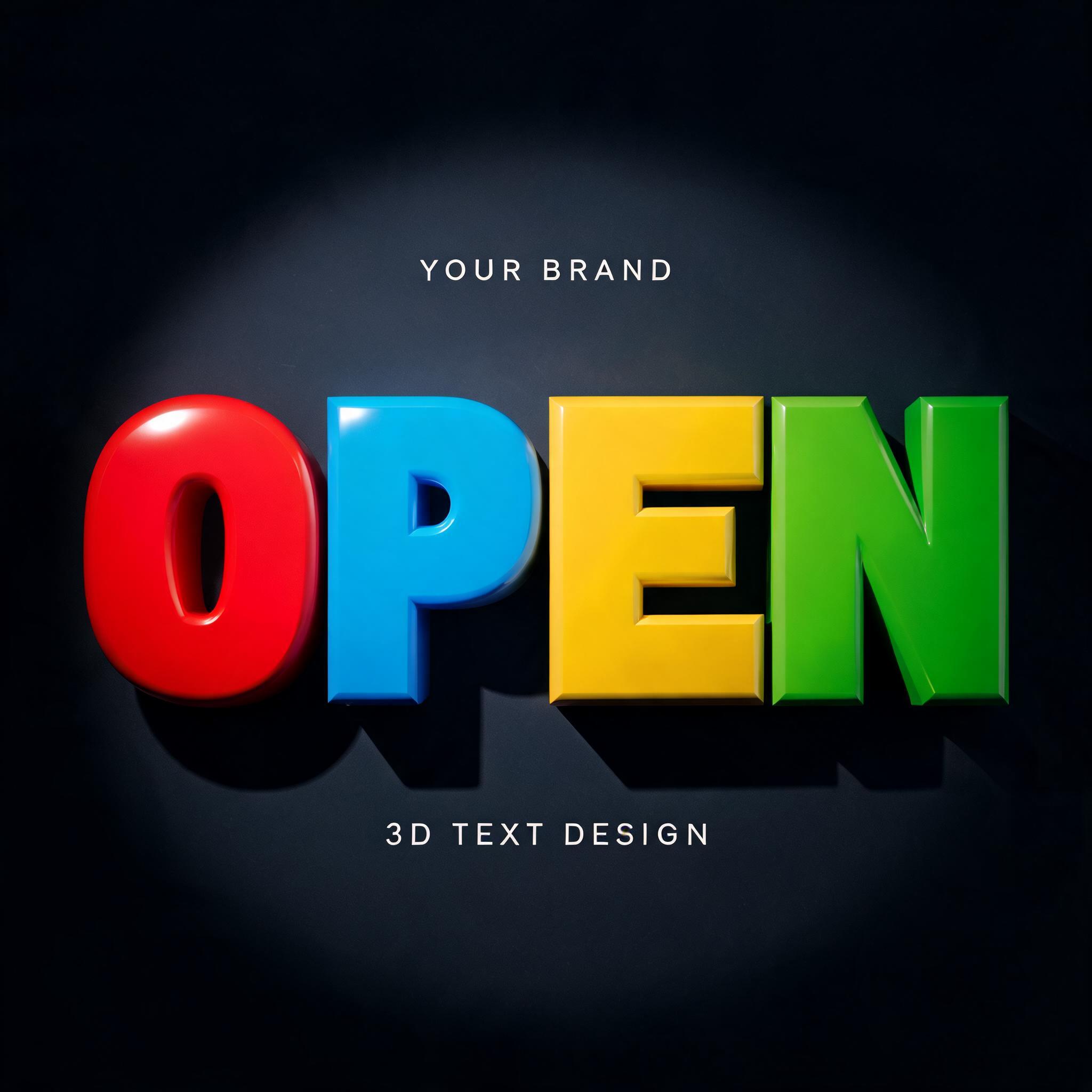 "OPEN" — 3d Bold | AI Text Effect Generator