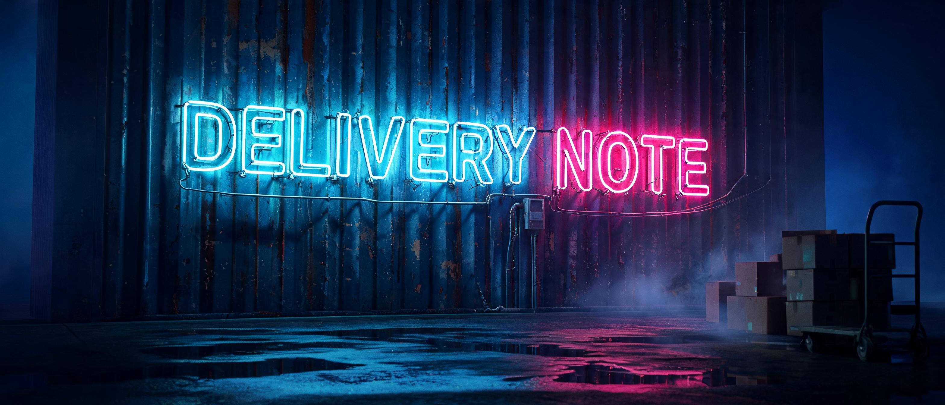 "DELIVERY NOTE" — Neon Glow | AI Text Effect Generator