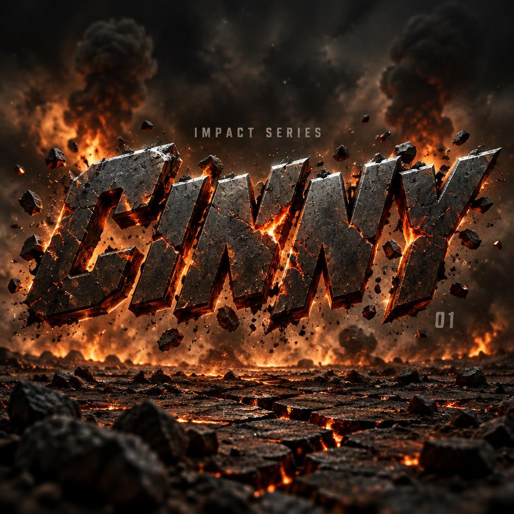 "CINNY
IMPACT SERIES
01" — Post Apocalyptic text effect