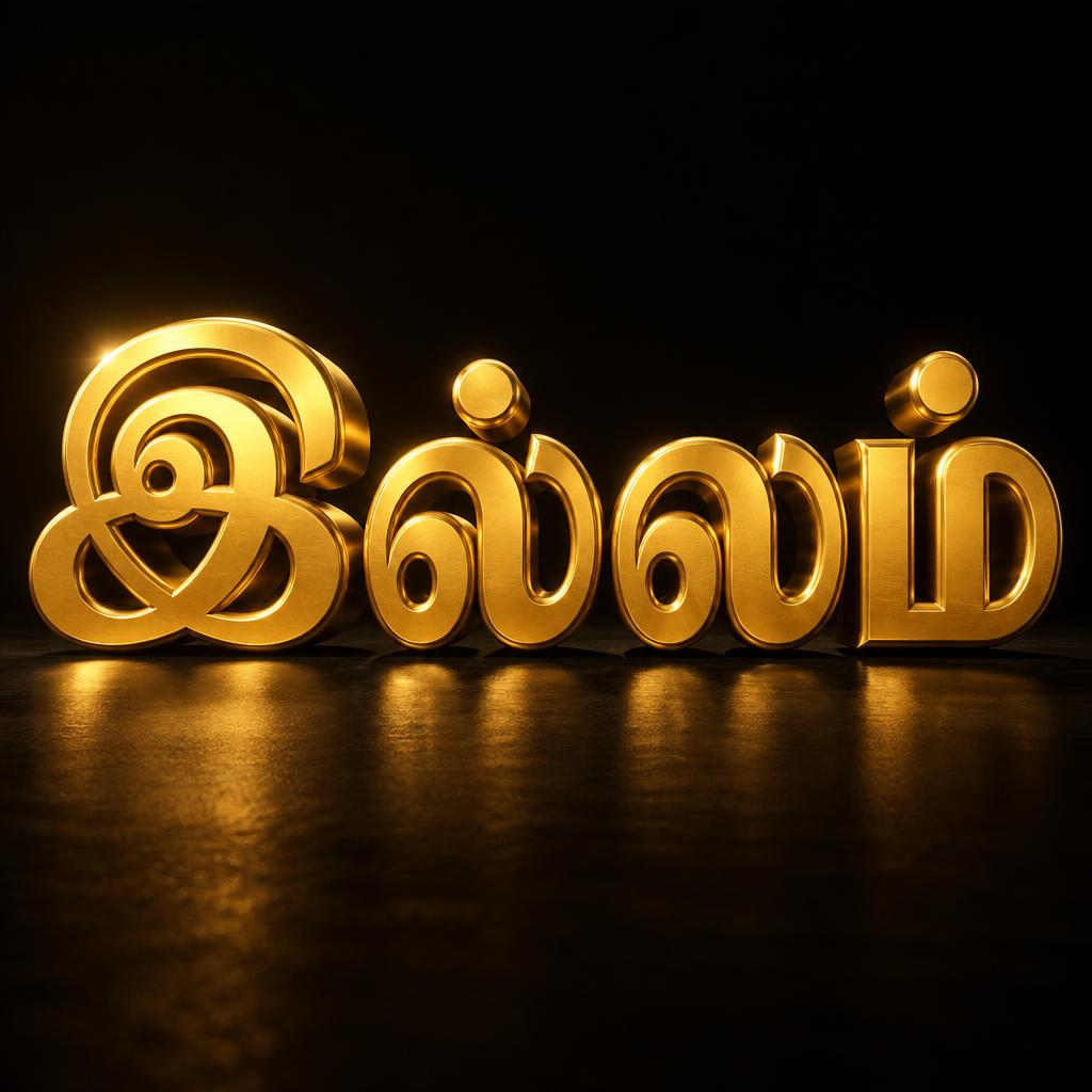 "இல்லம்" — 3d Bold Gold | AI Text Effect Generator